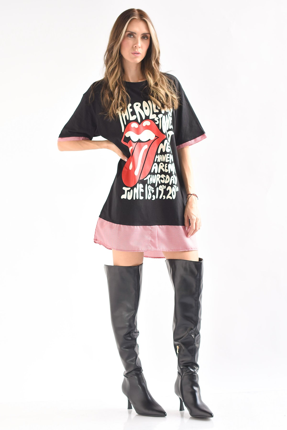 T-Shirt dress ROLLING STONES filo cuadros