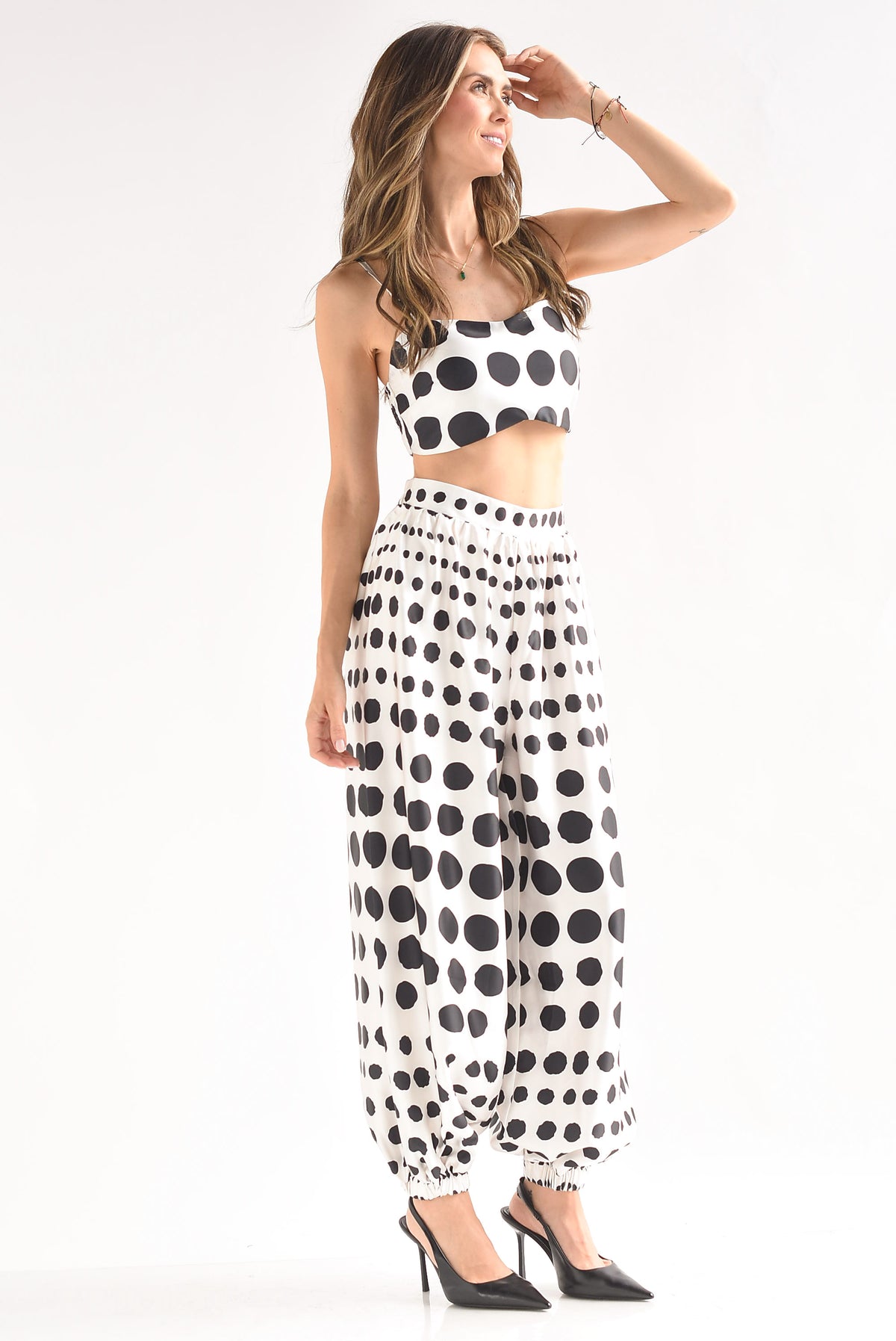 Set Pantalón globo y Top satín polka dots