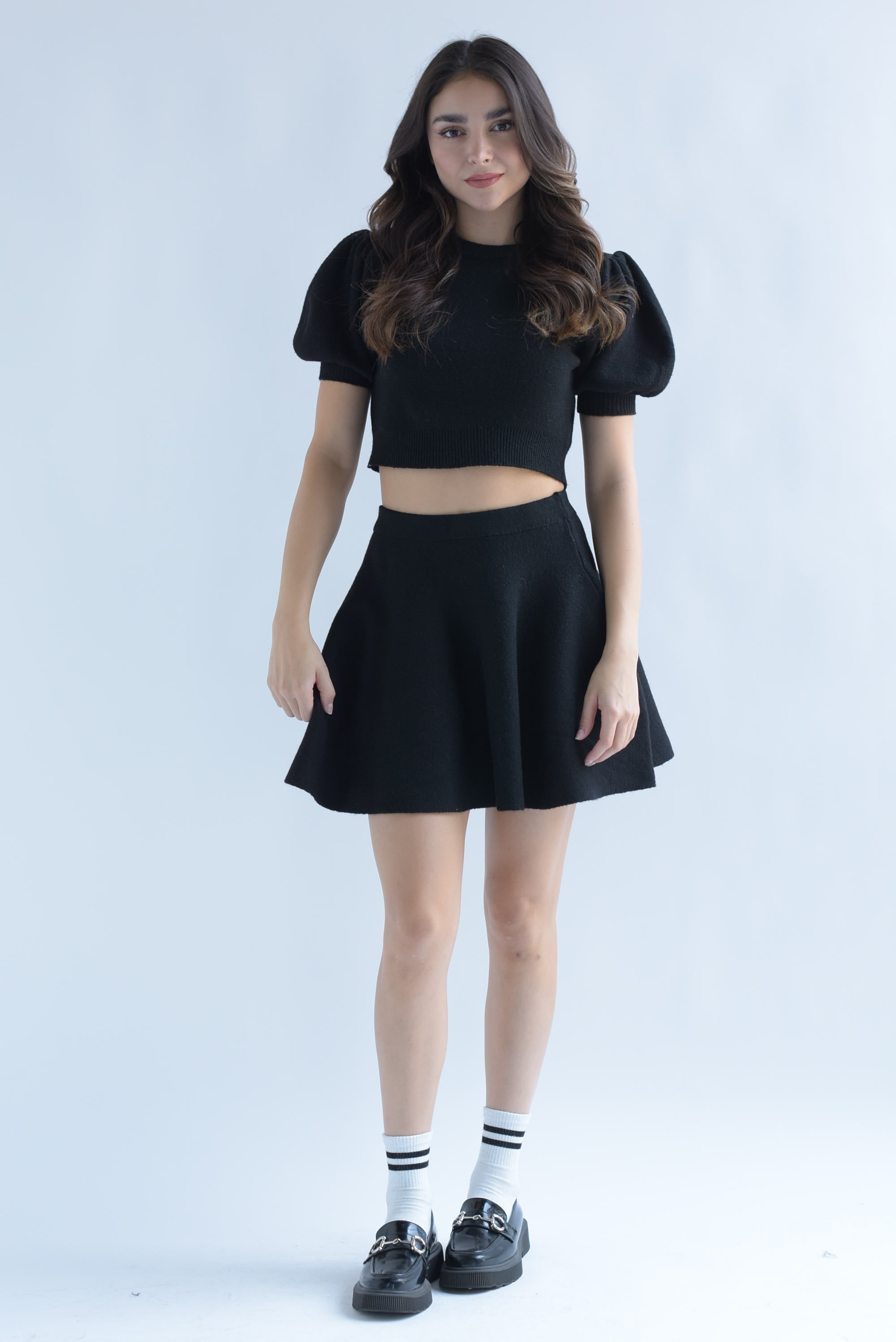 Set Falda y Blusa puffy punto Negro
