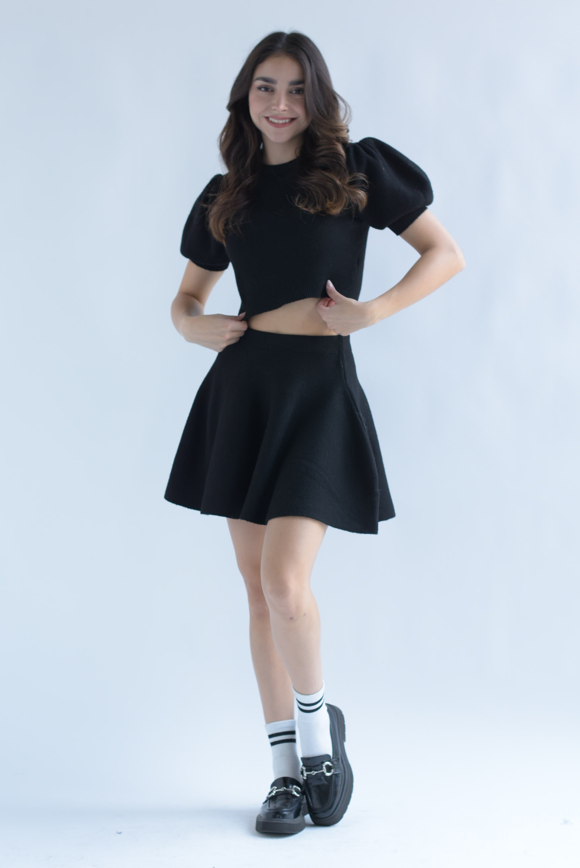 Set Falda y Blusa puffy punto Negro