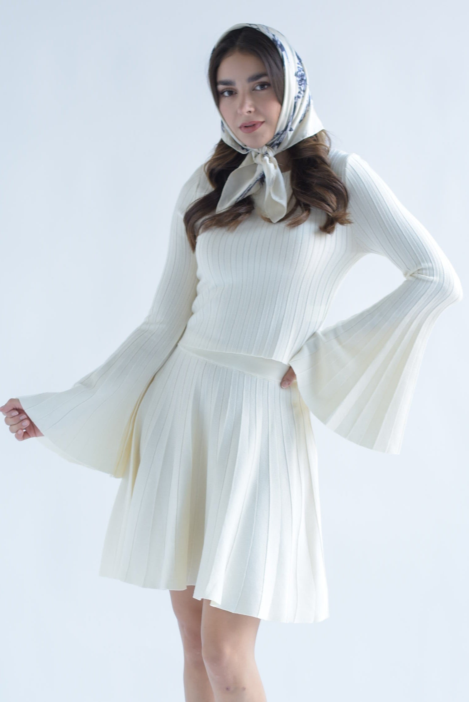 Blusa manga trompeta punto Ivory