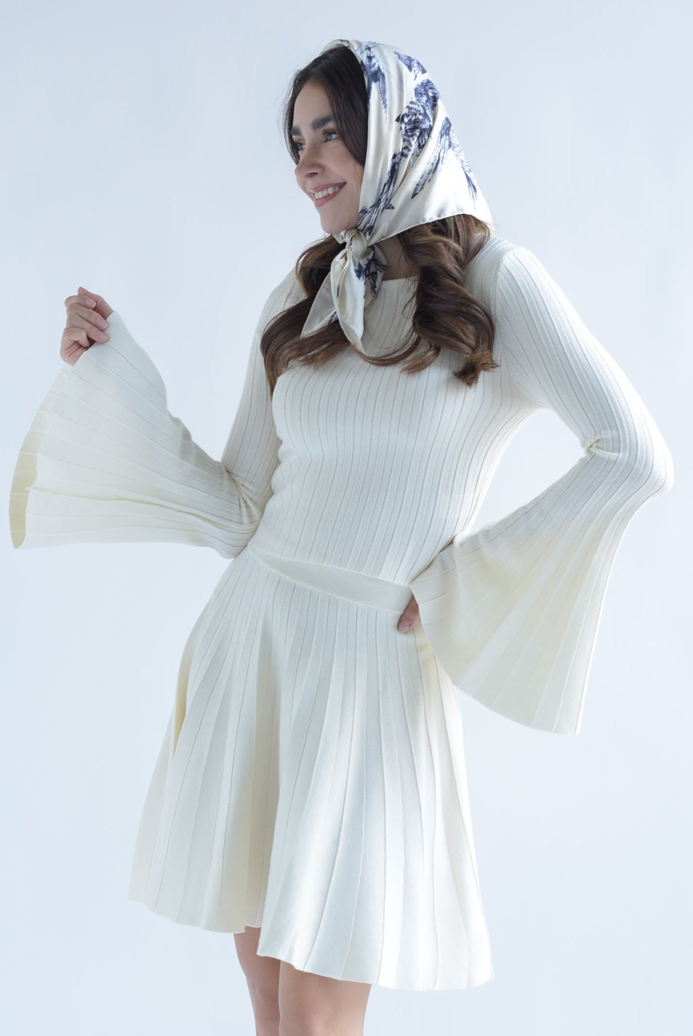 Blusa manga trompeta punto Ivory