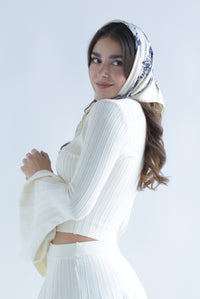 Fashion Styled Blusa manga trompeta punto Ivory