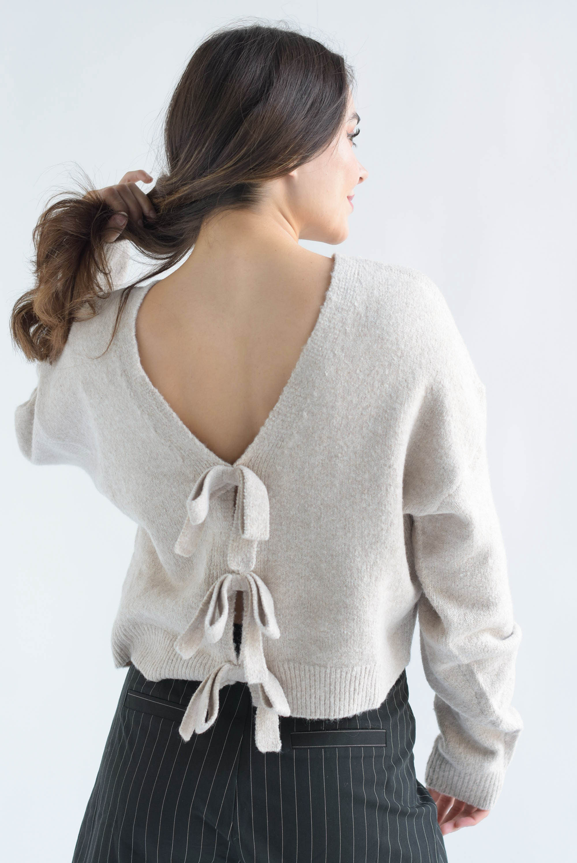 Sweater punto moños reversible Moka