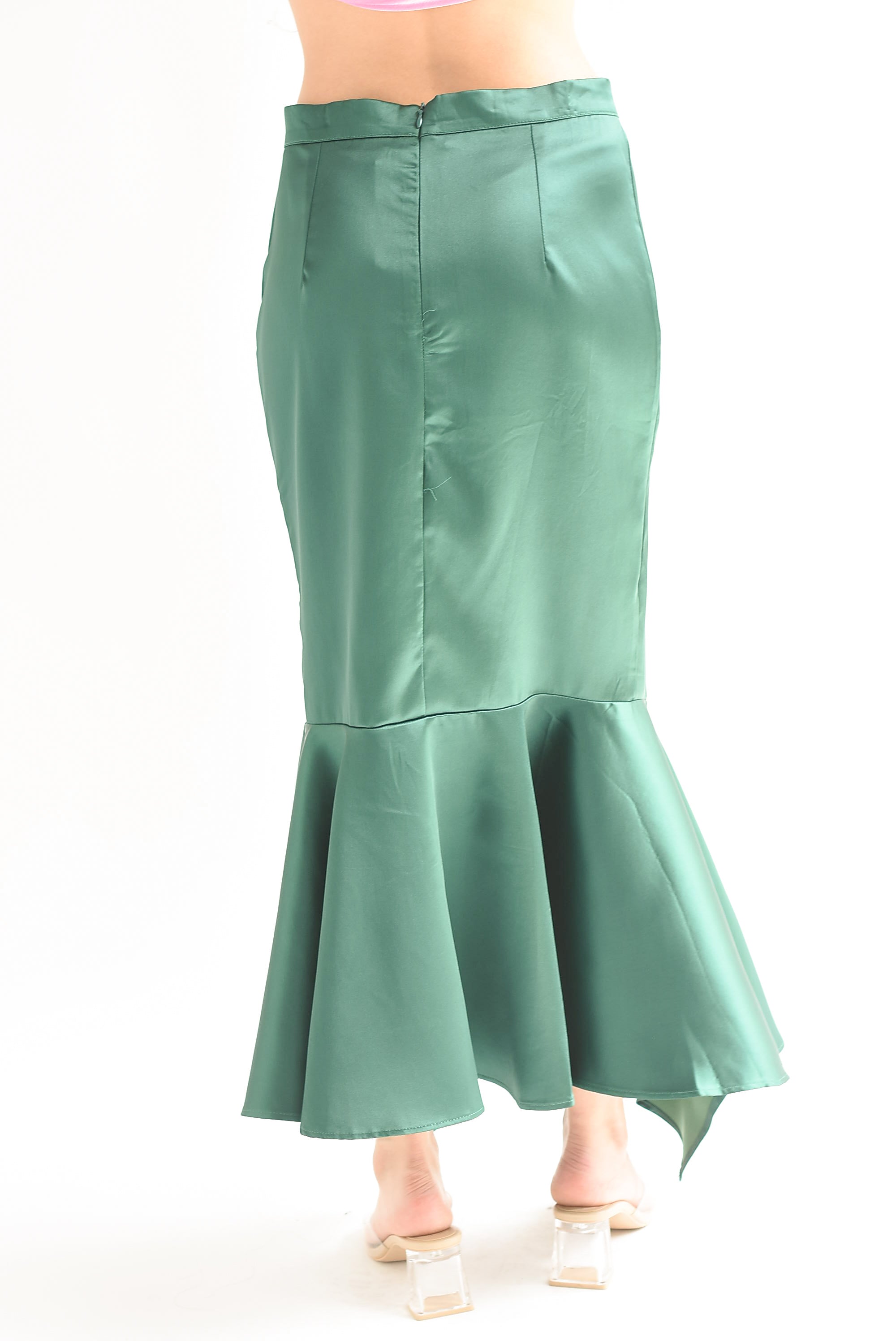 Falda olán satín Verde Esmeralda