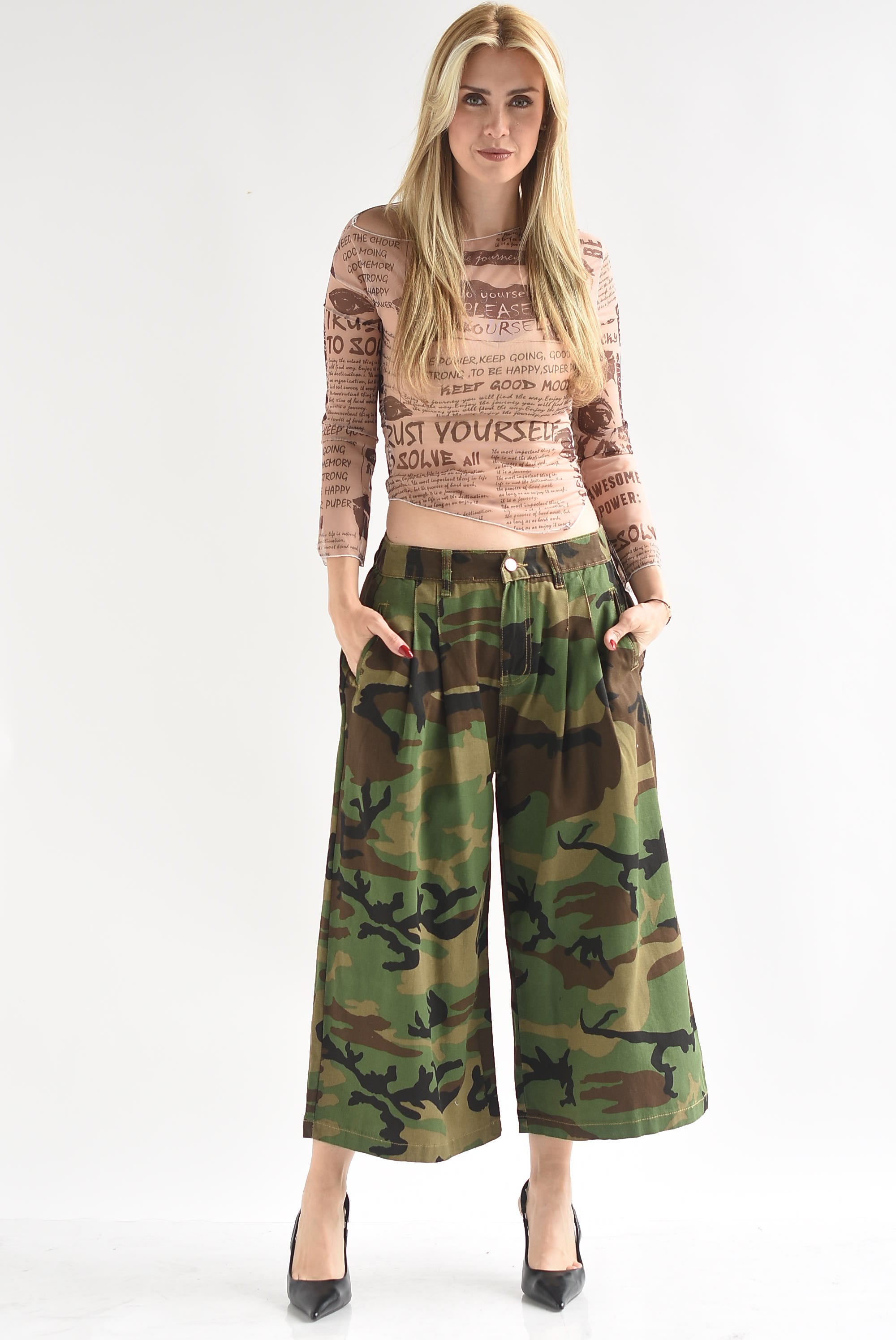 Pantalón culotte camuflaje