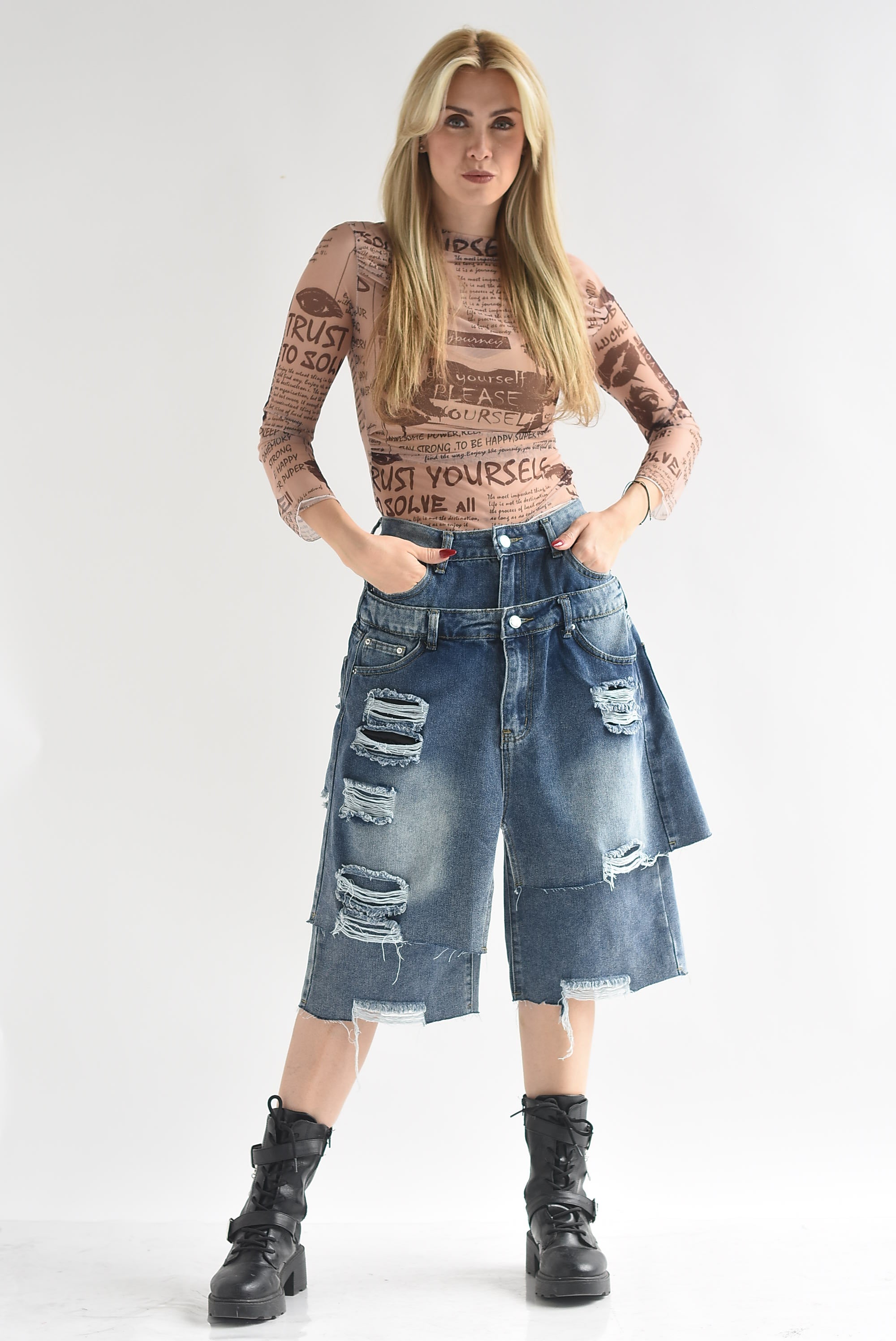 Bermuda larga doble Denim