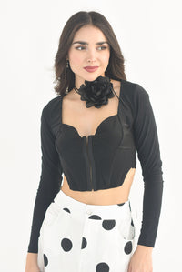 Fashion Styled Blusa pretina corset Negra