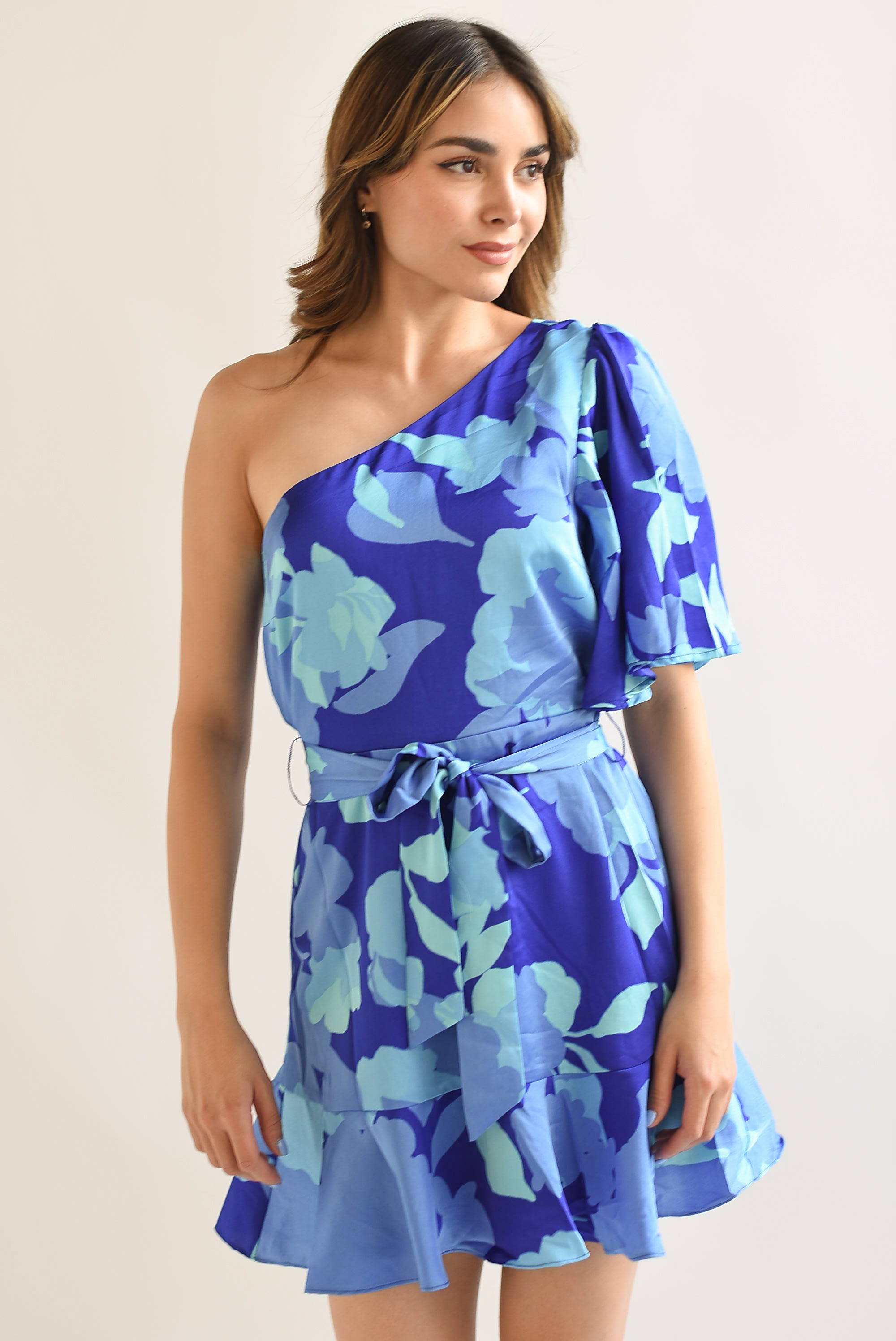 Vestido asimétrico Flores Azul