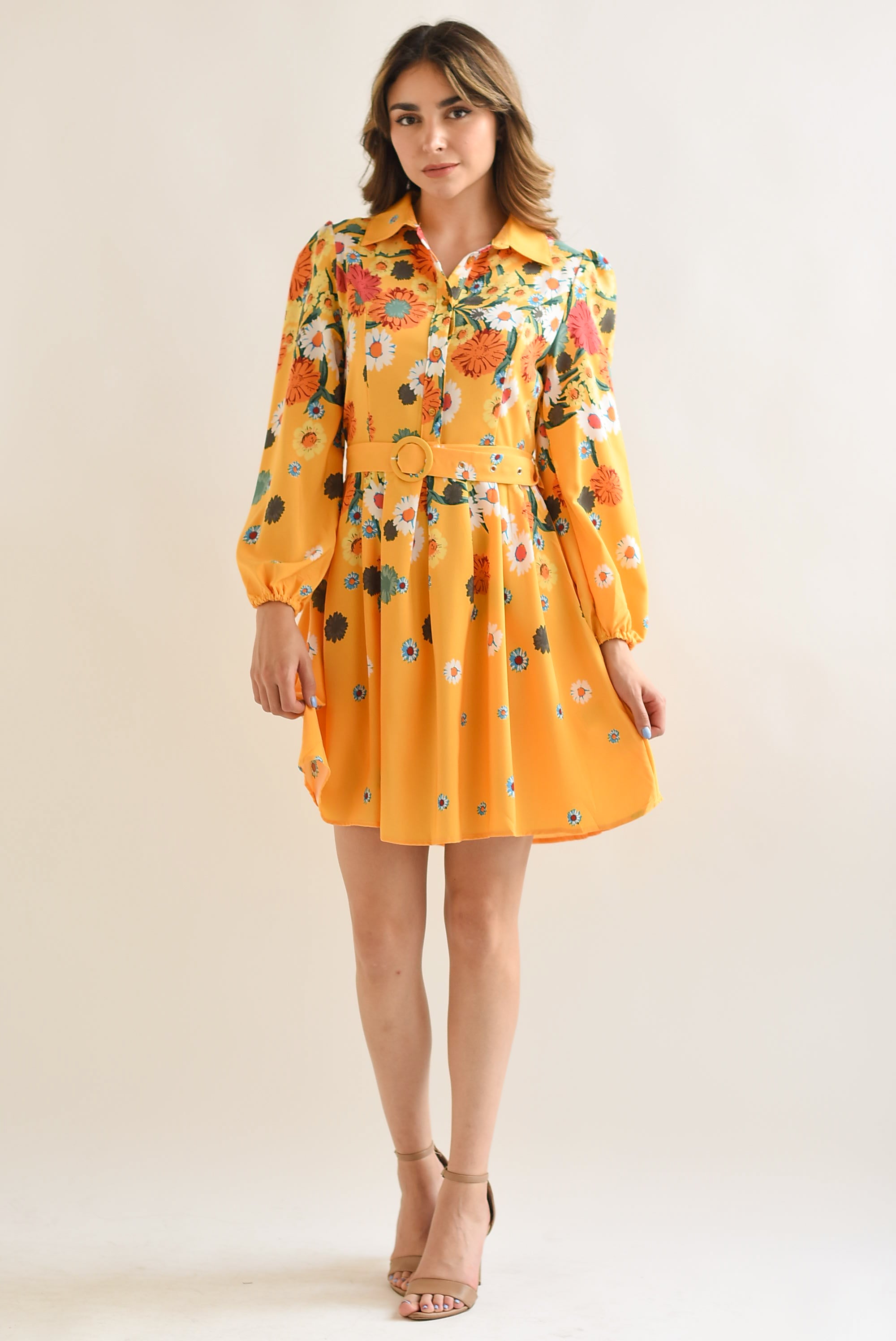 Vestido camisero Margaritas Amarillo