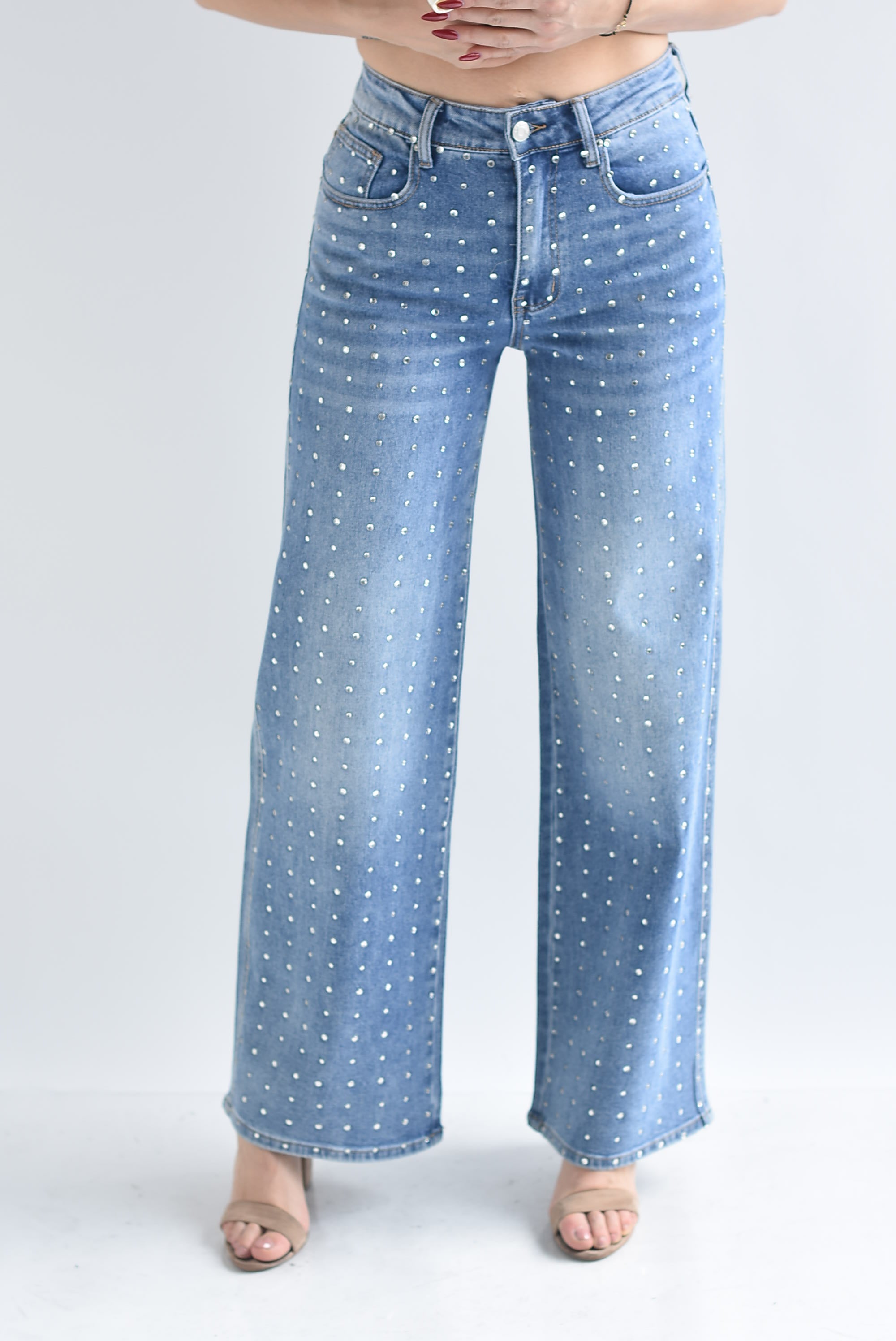 Jeans tachas brillos