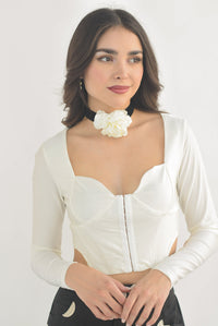 Fashion Styled Blusa pretina corset Blanca