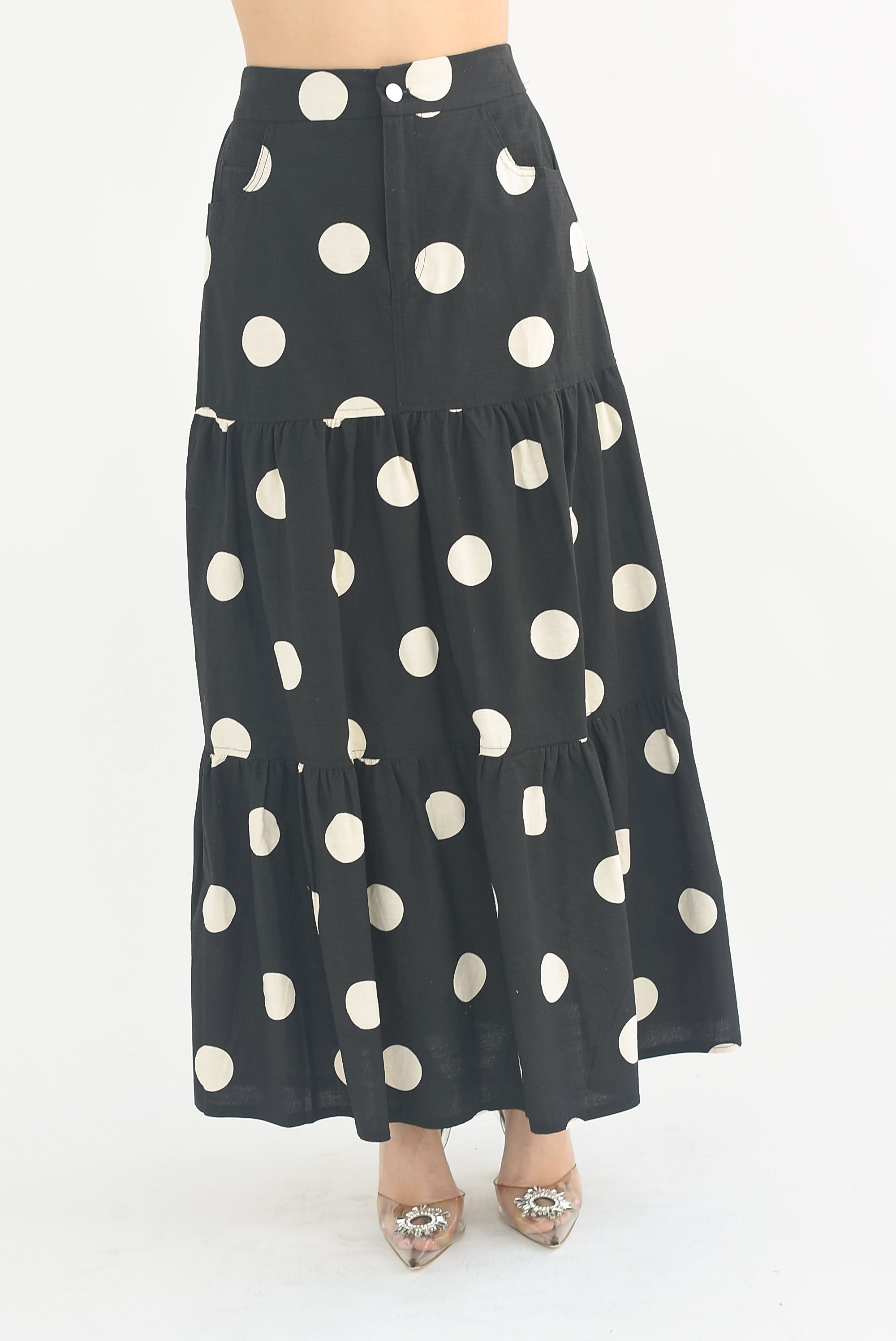 Falda larga lunares Negra