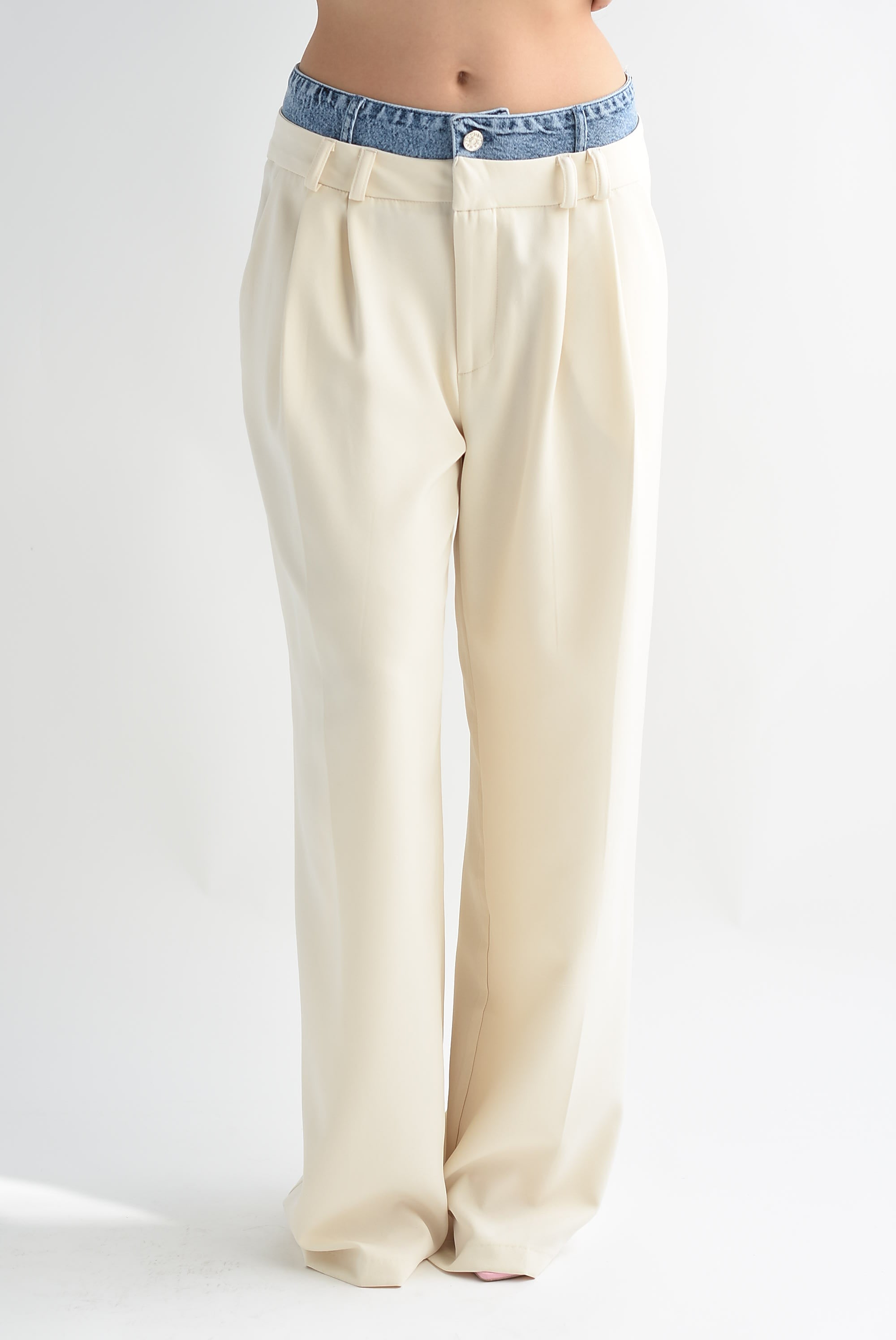 Pantalón de vestir pretina denim Ivory