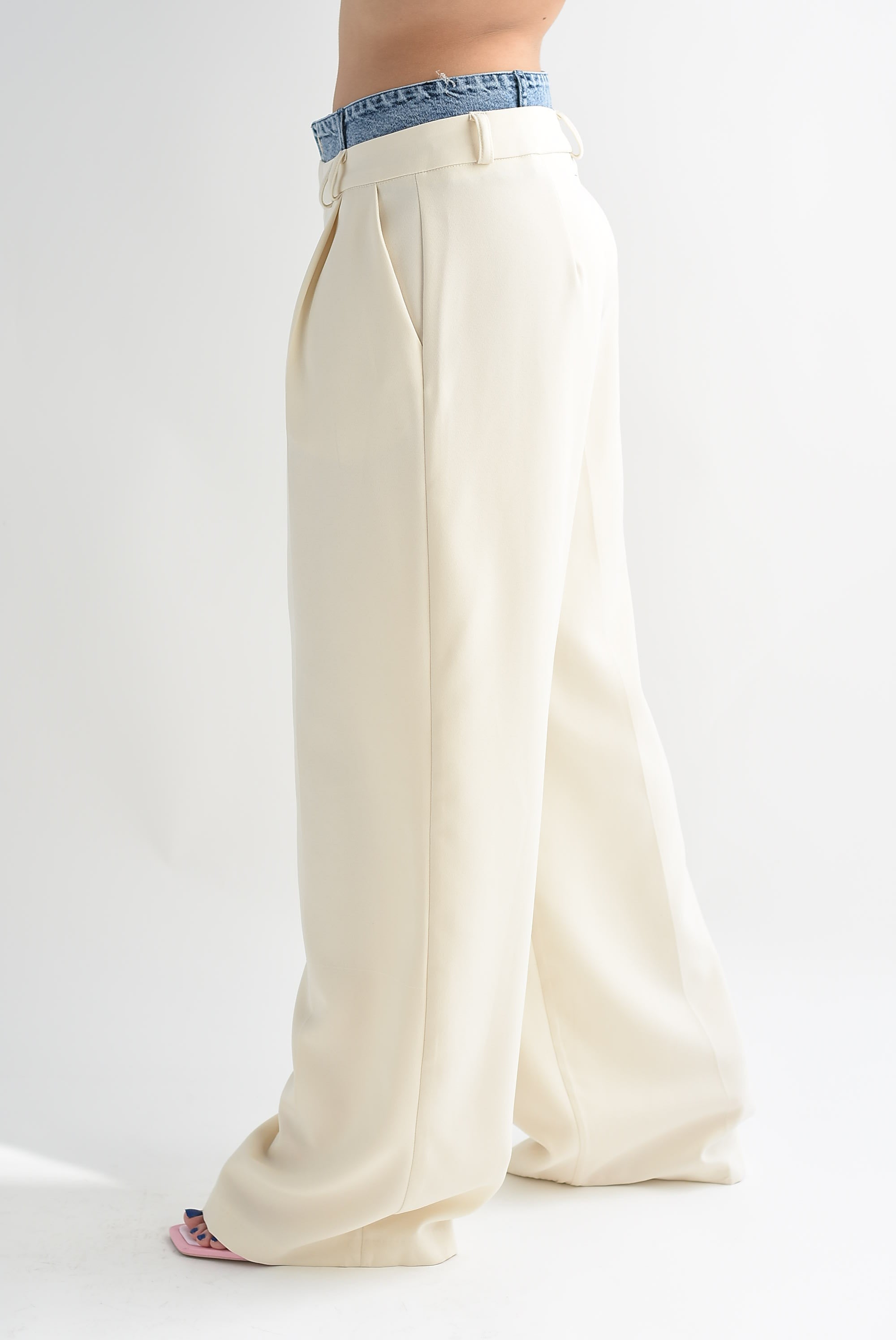 Pantalón de vestir pretina denim Ivory