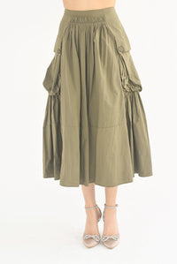 Fashion Styled Maxi falda cargo Verde Militar