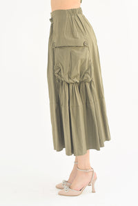 Fashion Styled Maxi falda cargo Verde Militar