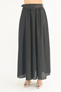 Fashion Styled Maxi falda larga satinada Negra
