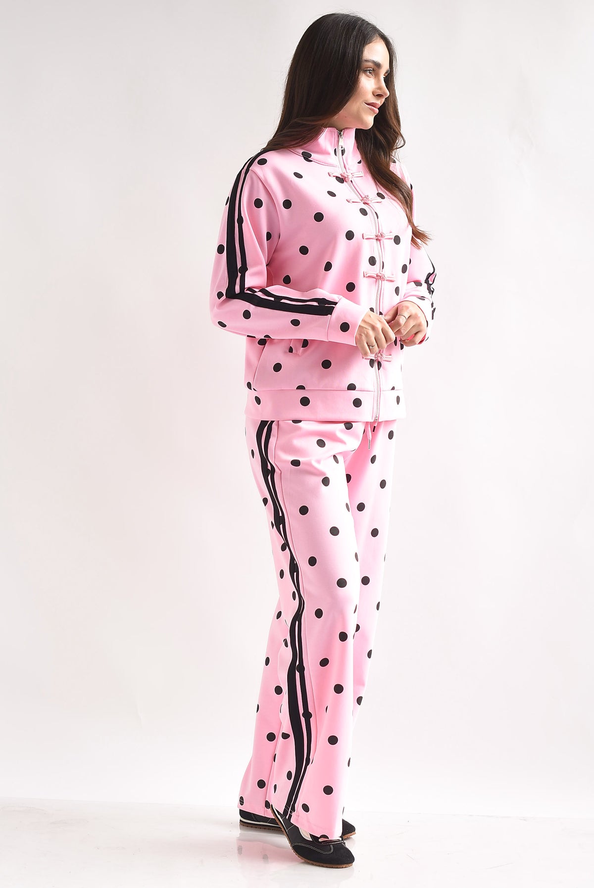 Set Pantalón y Chamarra lazos chinese track deportivo polka dots