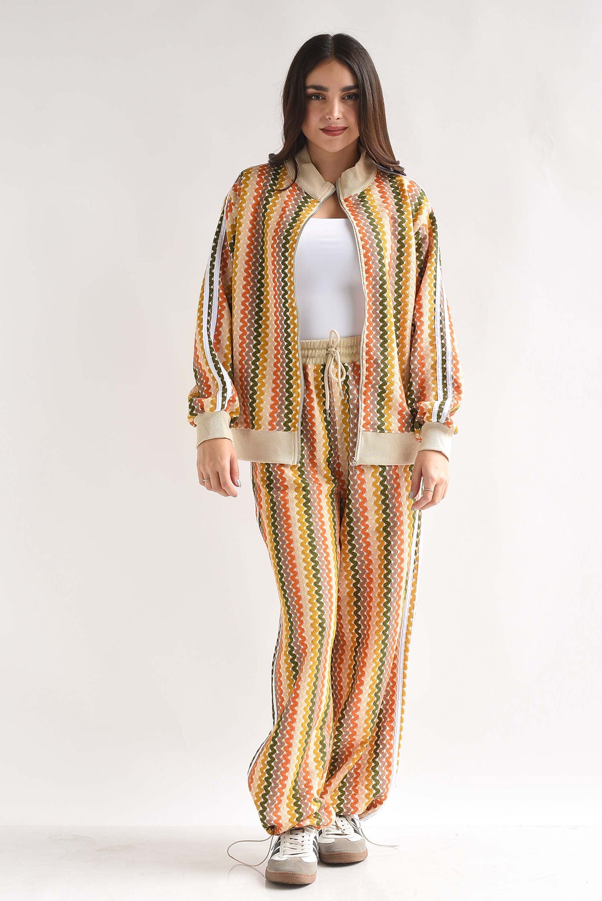 Set Pantalón y Chamarra track ondas crochet