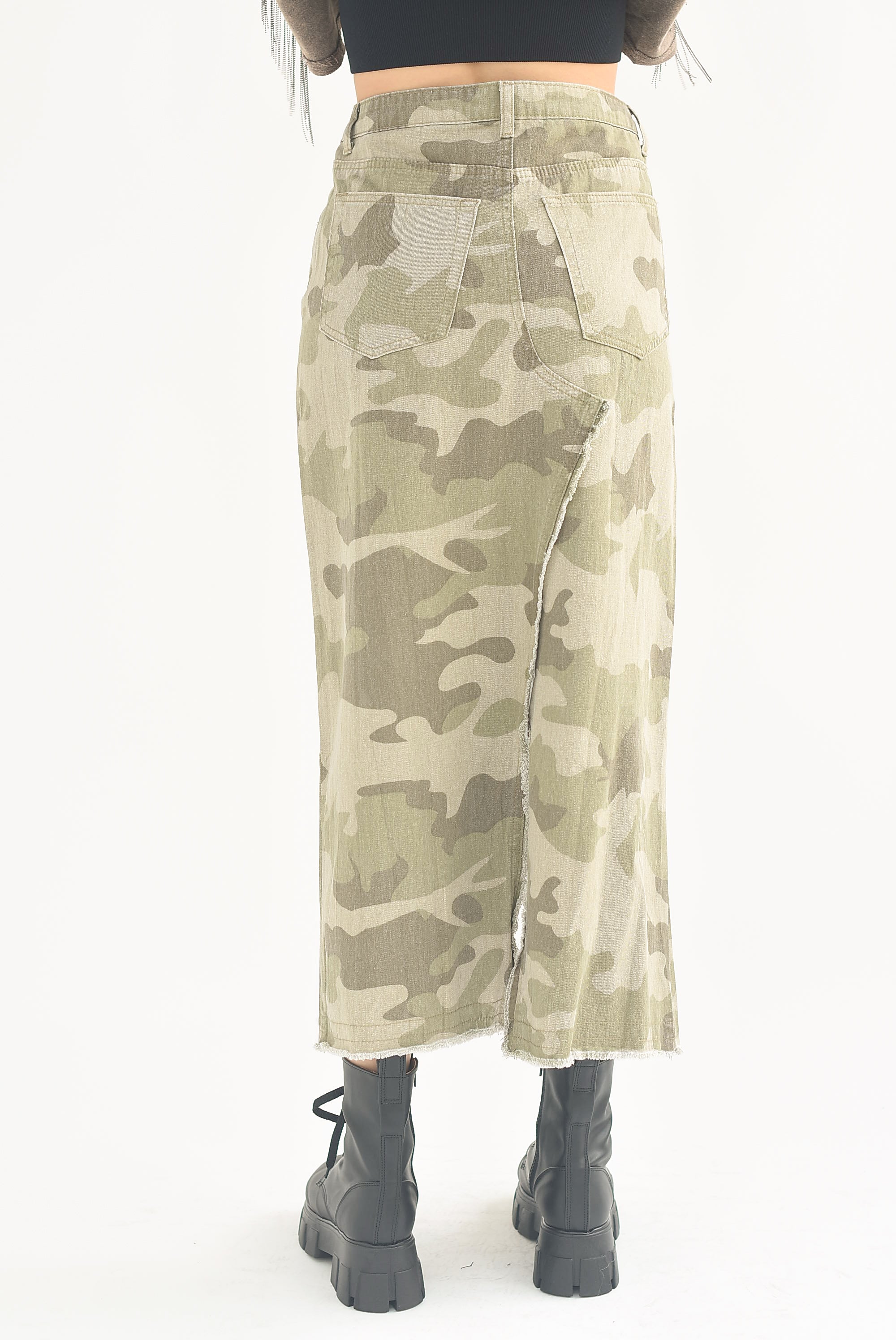 Falda denim abertura Camuflaje