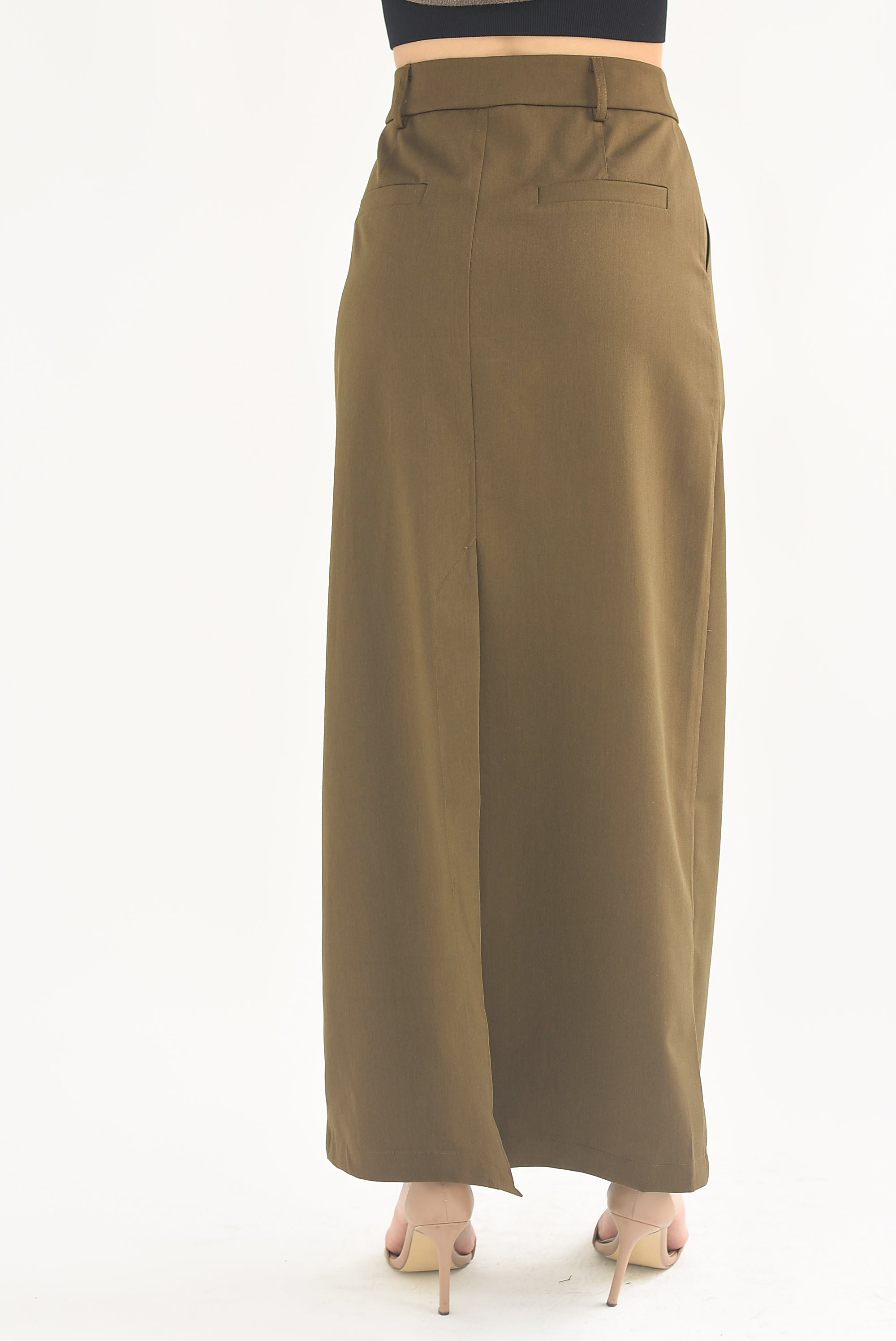 Falda larga sastrería Verde Olivo