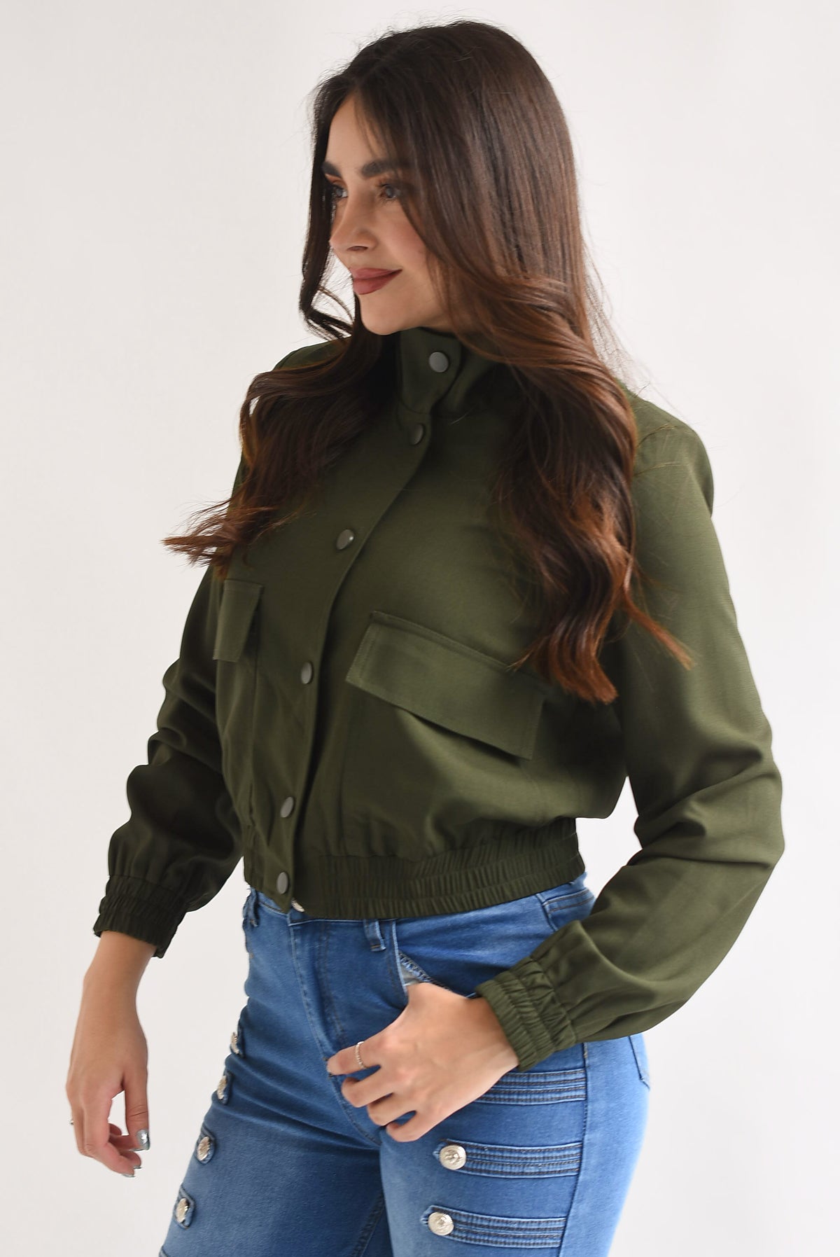 Chamarra bomber de vestir cuello funnel