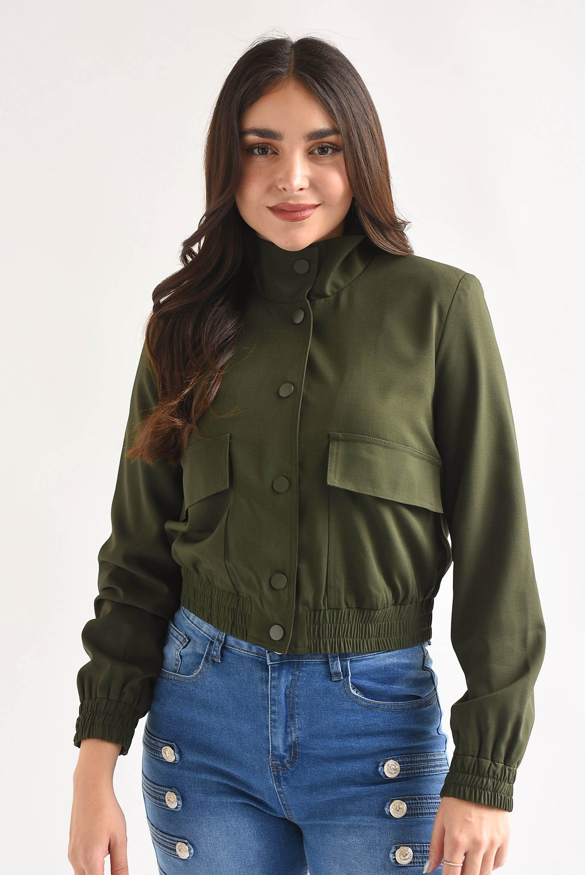 Chamarra bomber de vestir cuello funnel