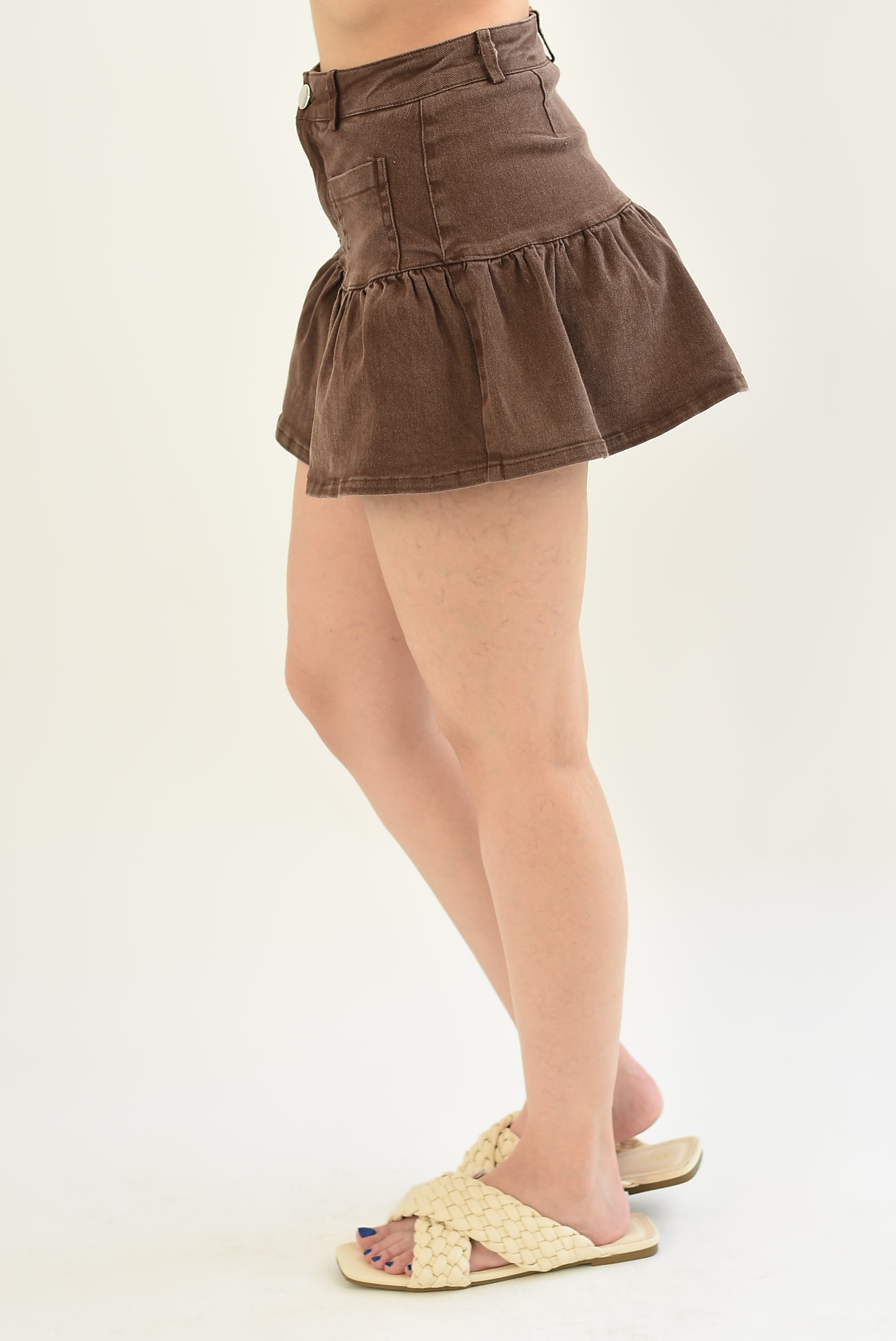 Falda mini olán bolsillos Denim Café