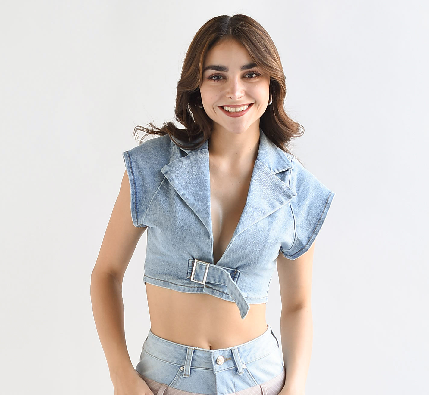 Chaleco tipo blusa Denim