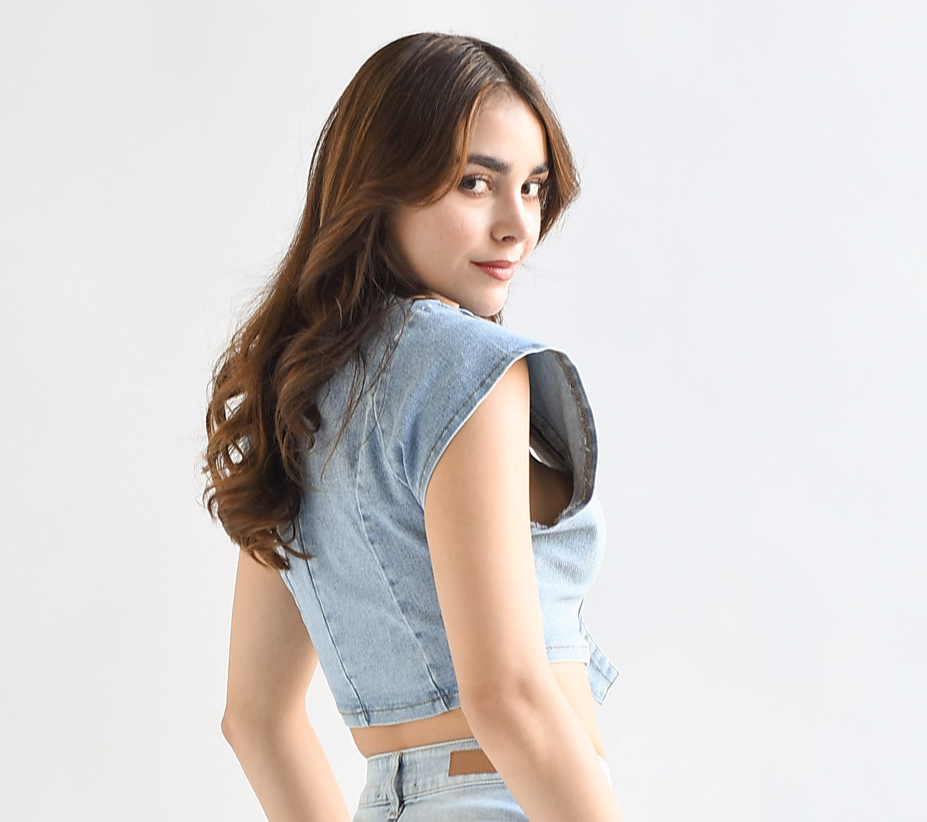 Chaleco tipo blusa Denim