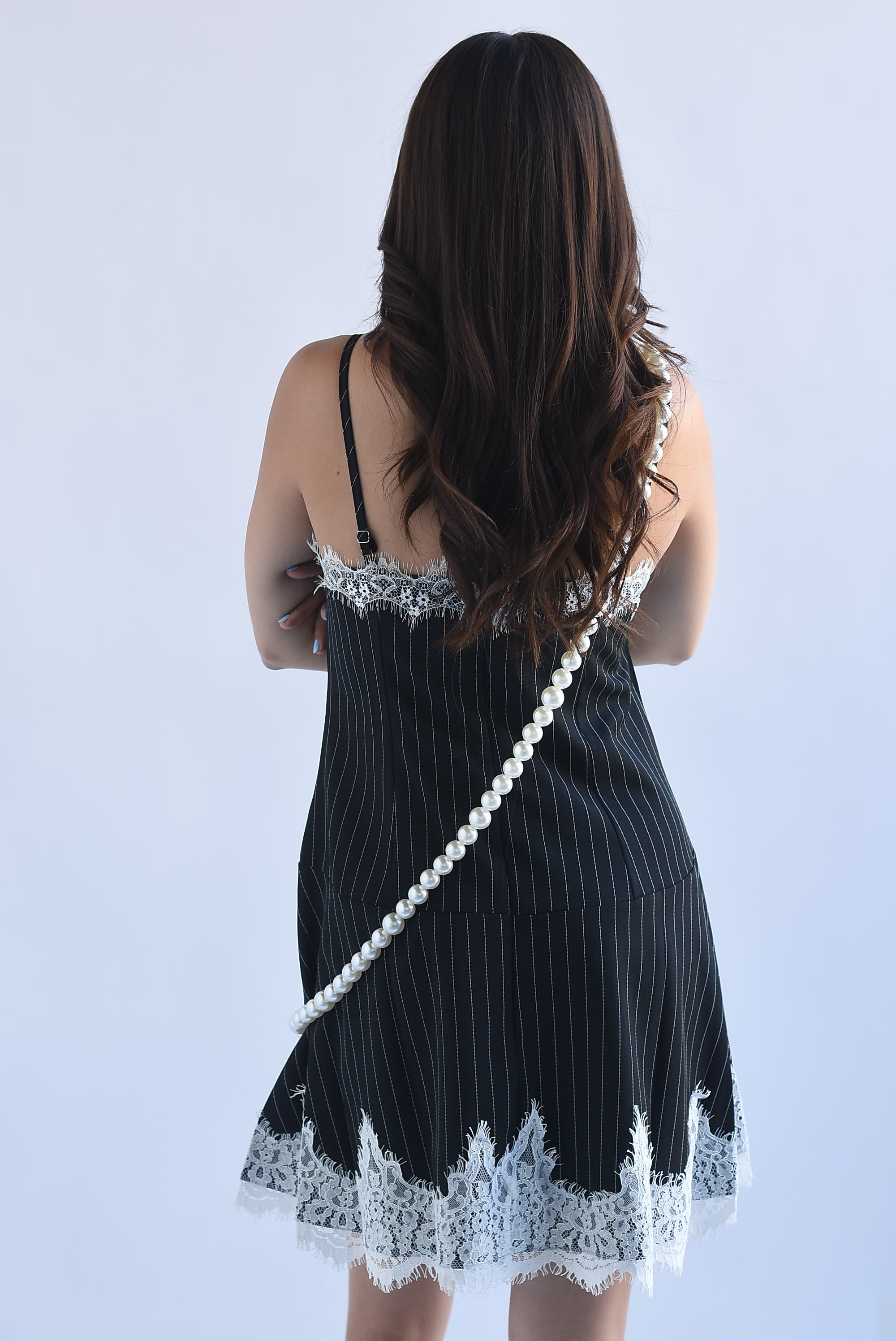 Vestido raya diplomática encaje