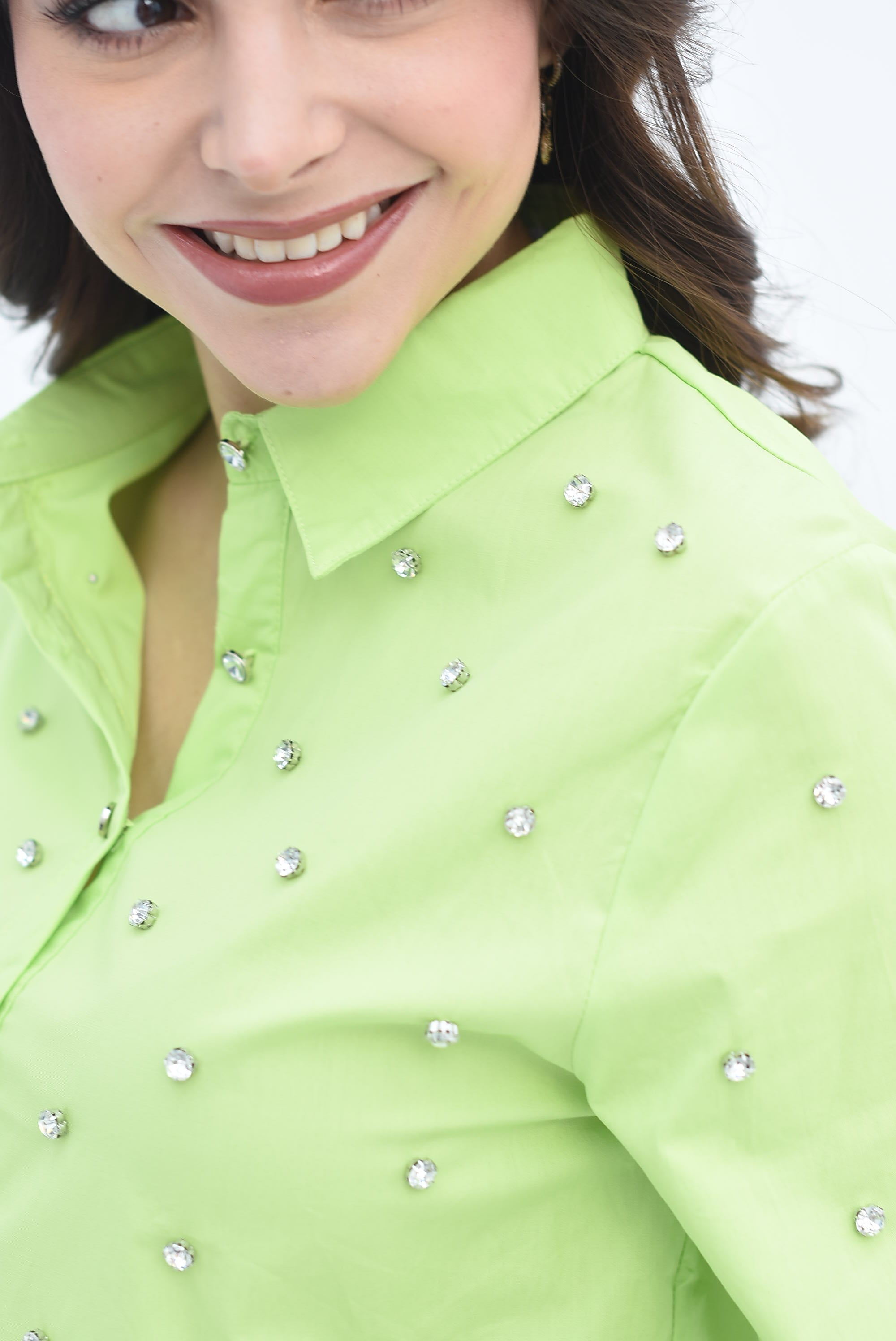 Camisa crop brillos Lime