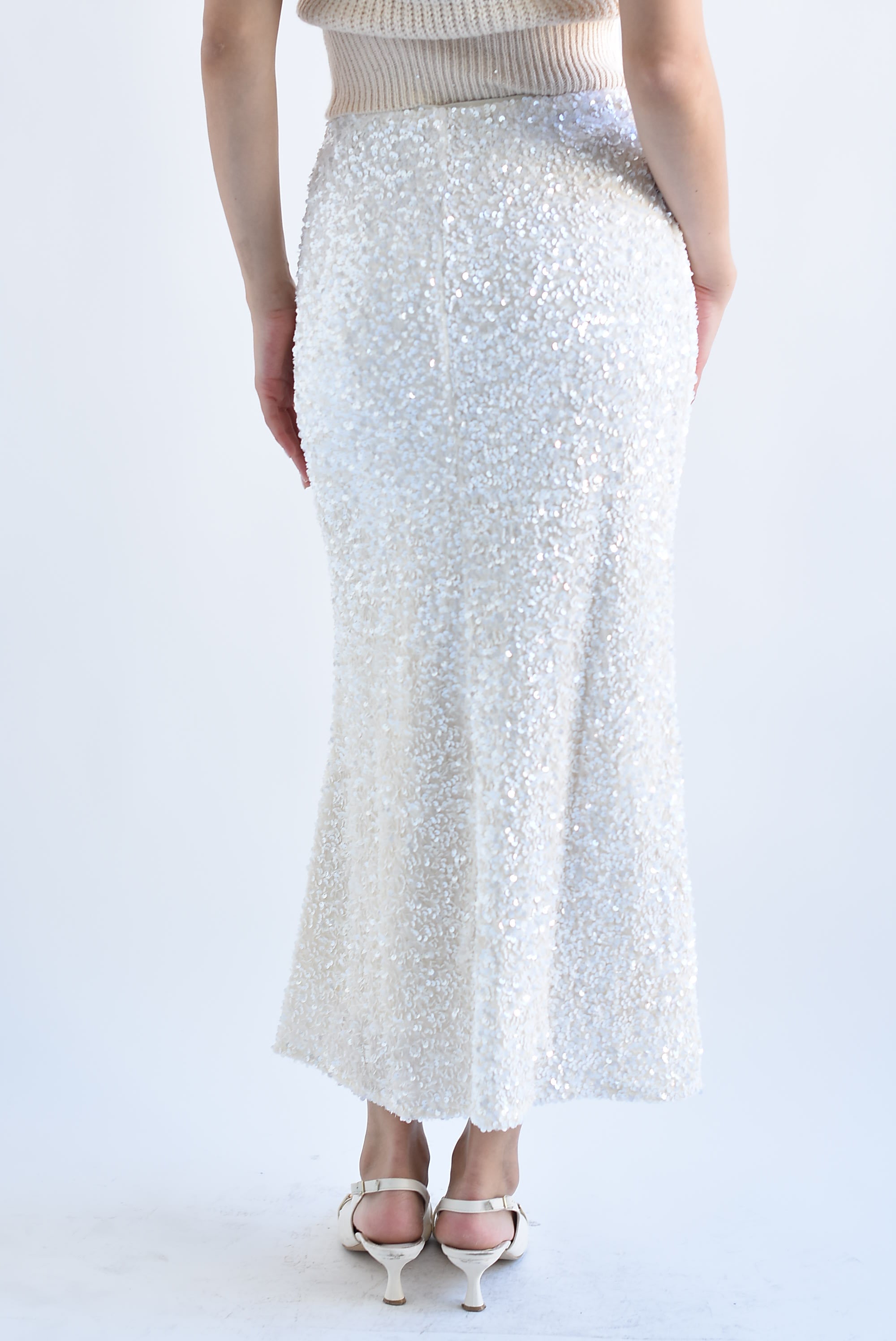 Falda terciopelo lentejuela Ivory