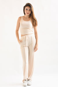 Fashion Styled Set Pantalón y Top canalé Beige
