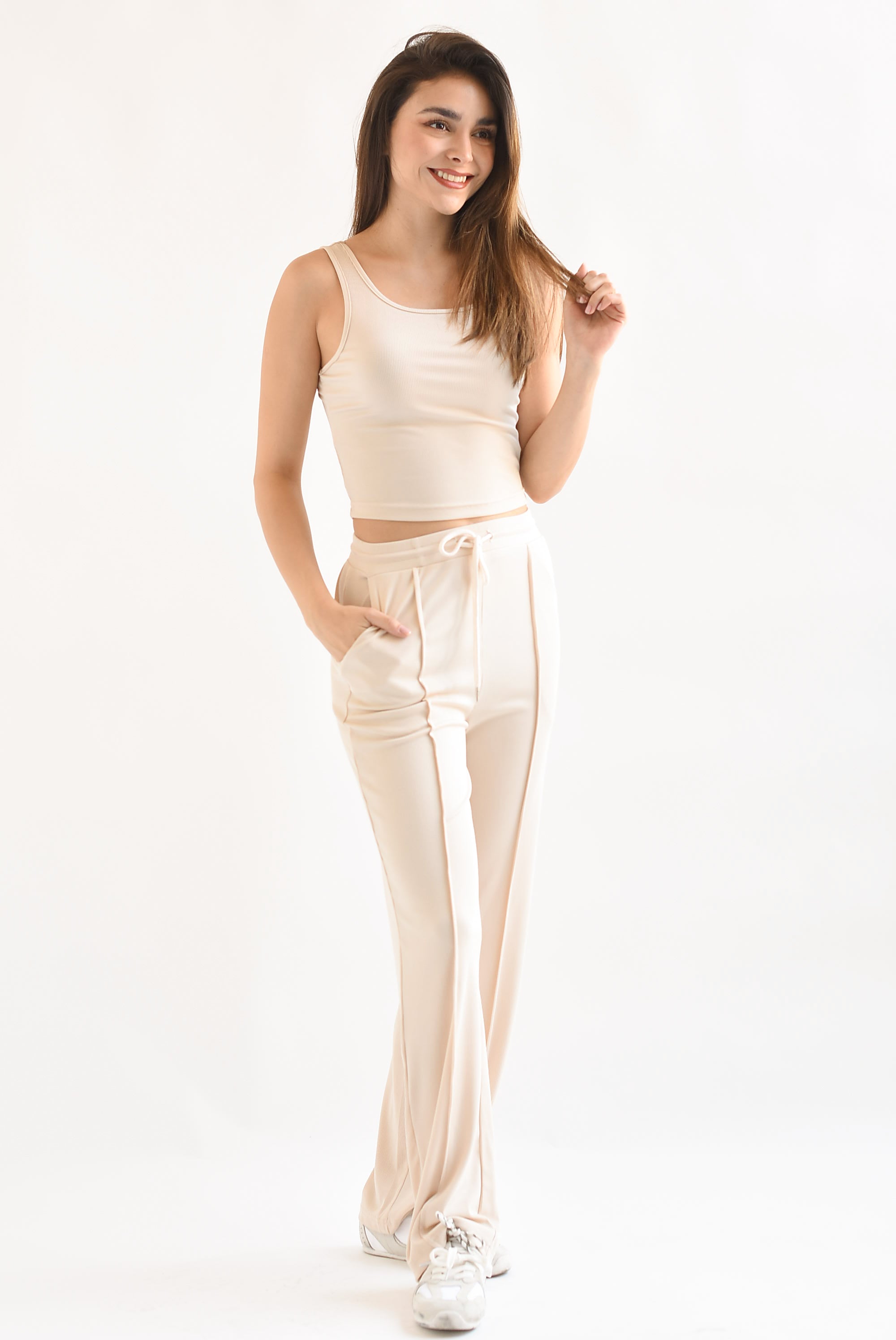 Set Pantalón y Top canalé Beige