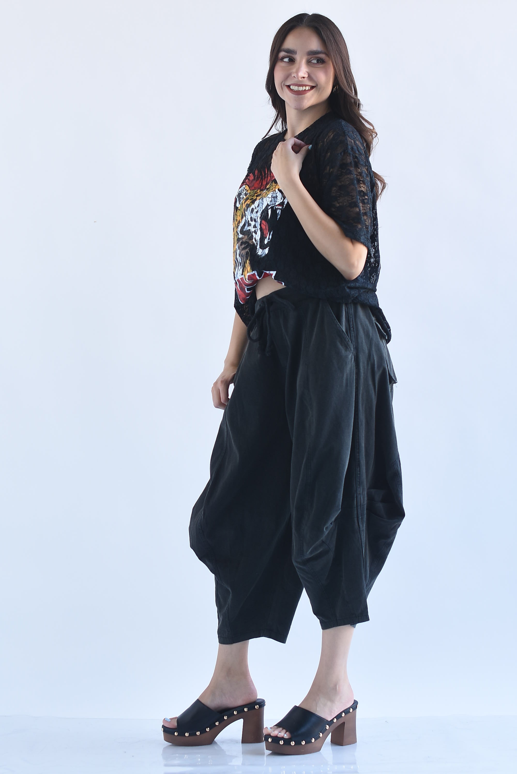 Pantalón barrel culotte Denim