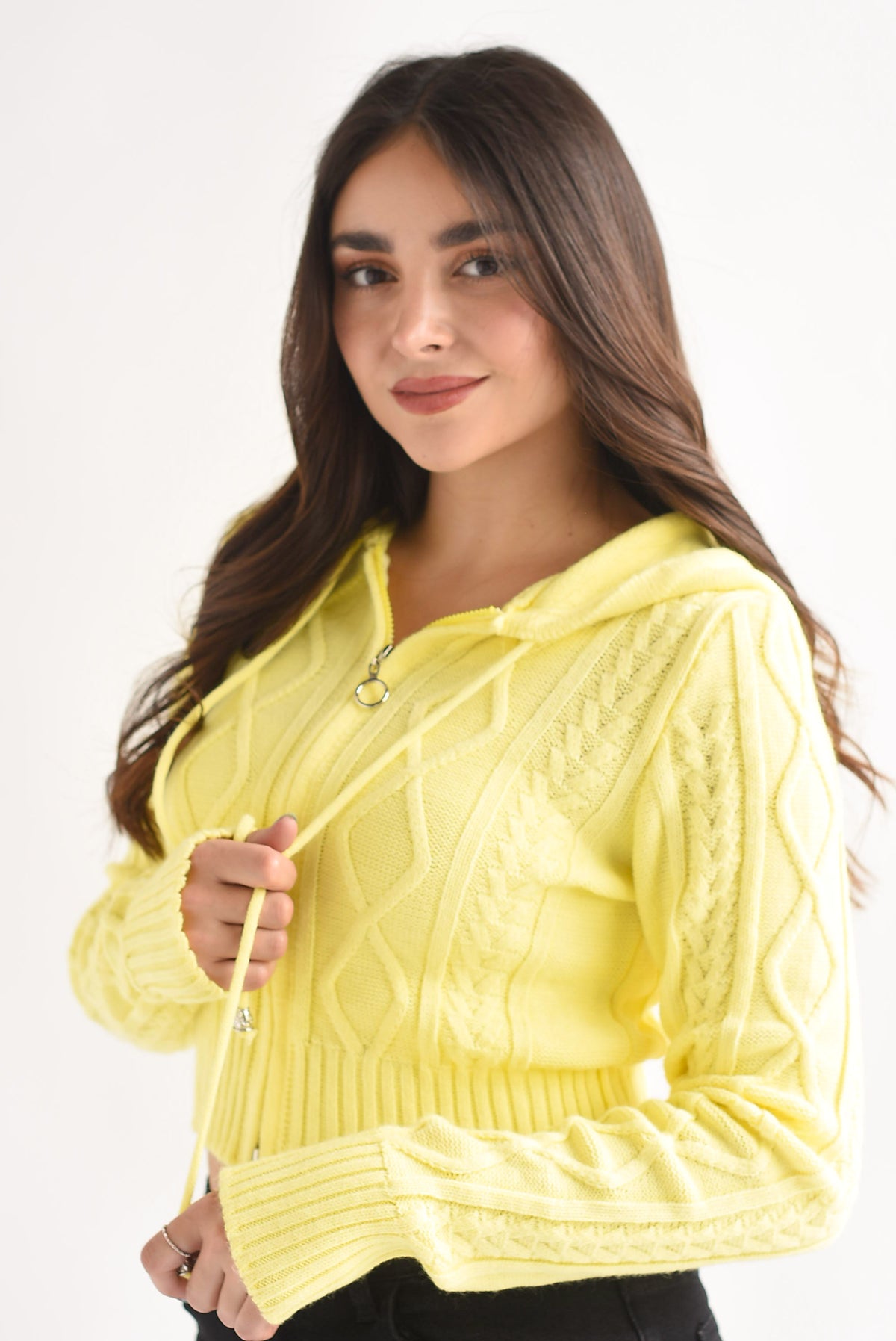 Sweater hoodie punto trenzado