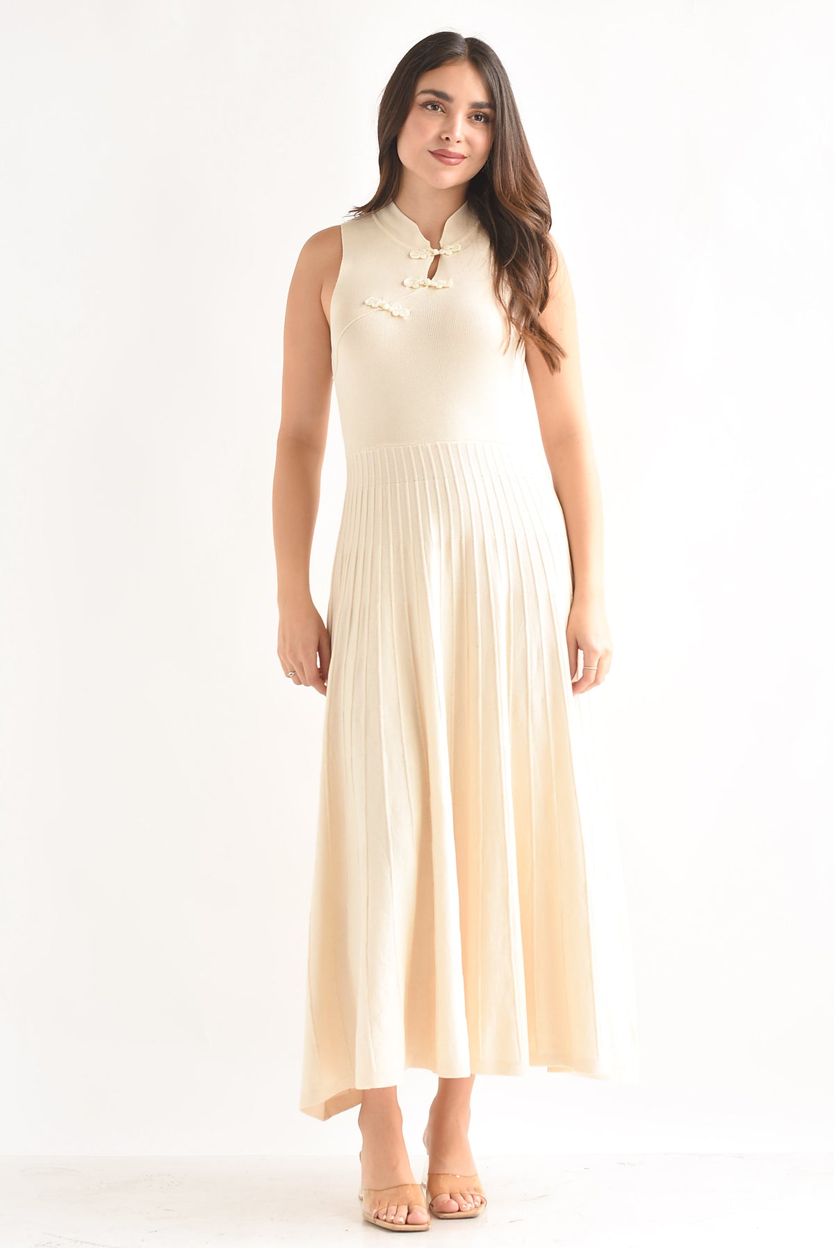 Vestido chinese falda plisada