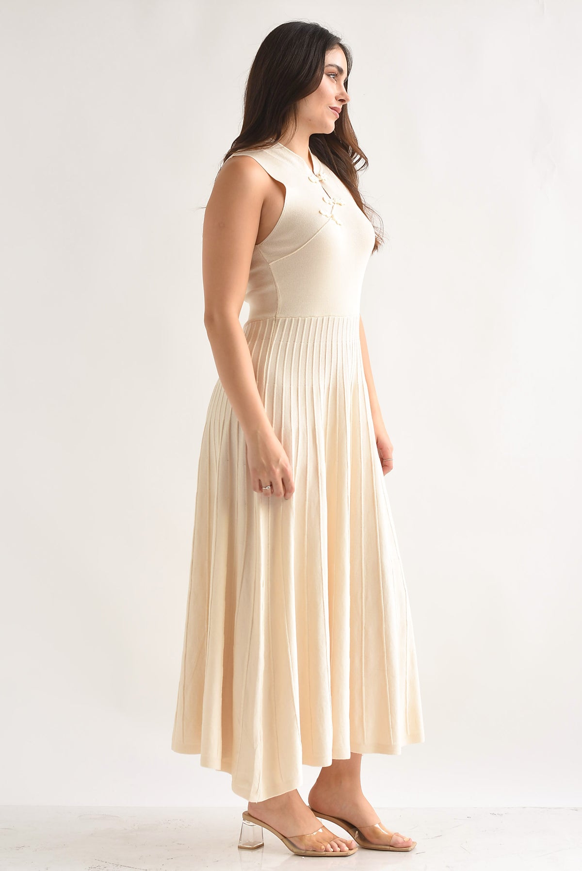 Vestido chinese falda plisada