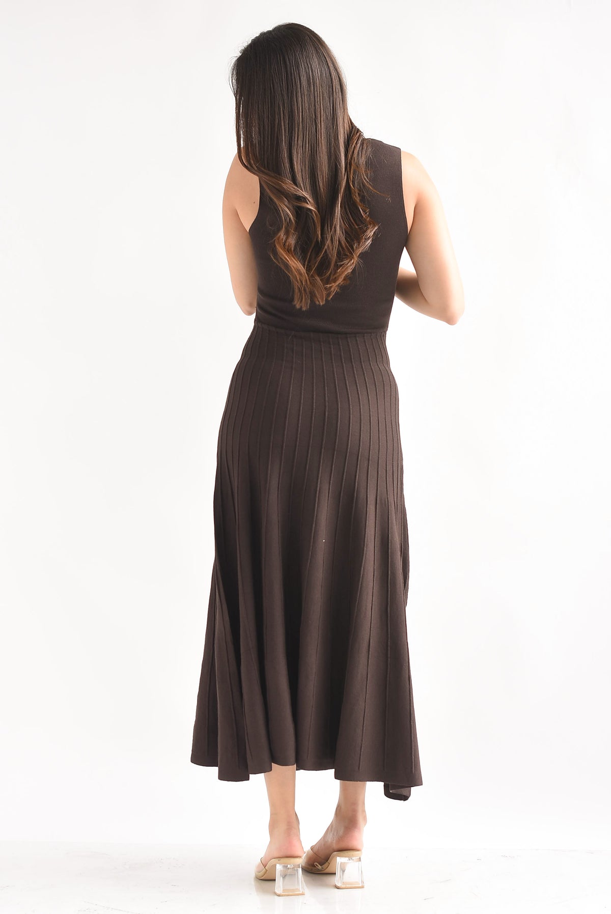 Vestido chinese falda plisada
