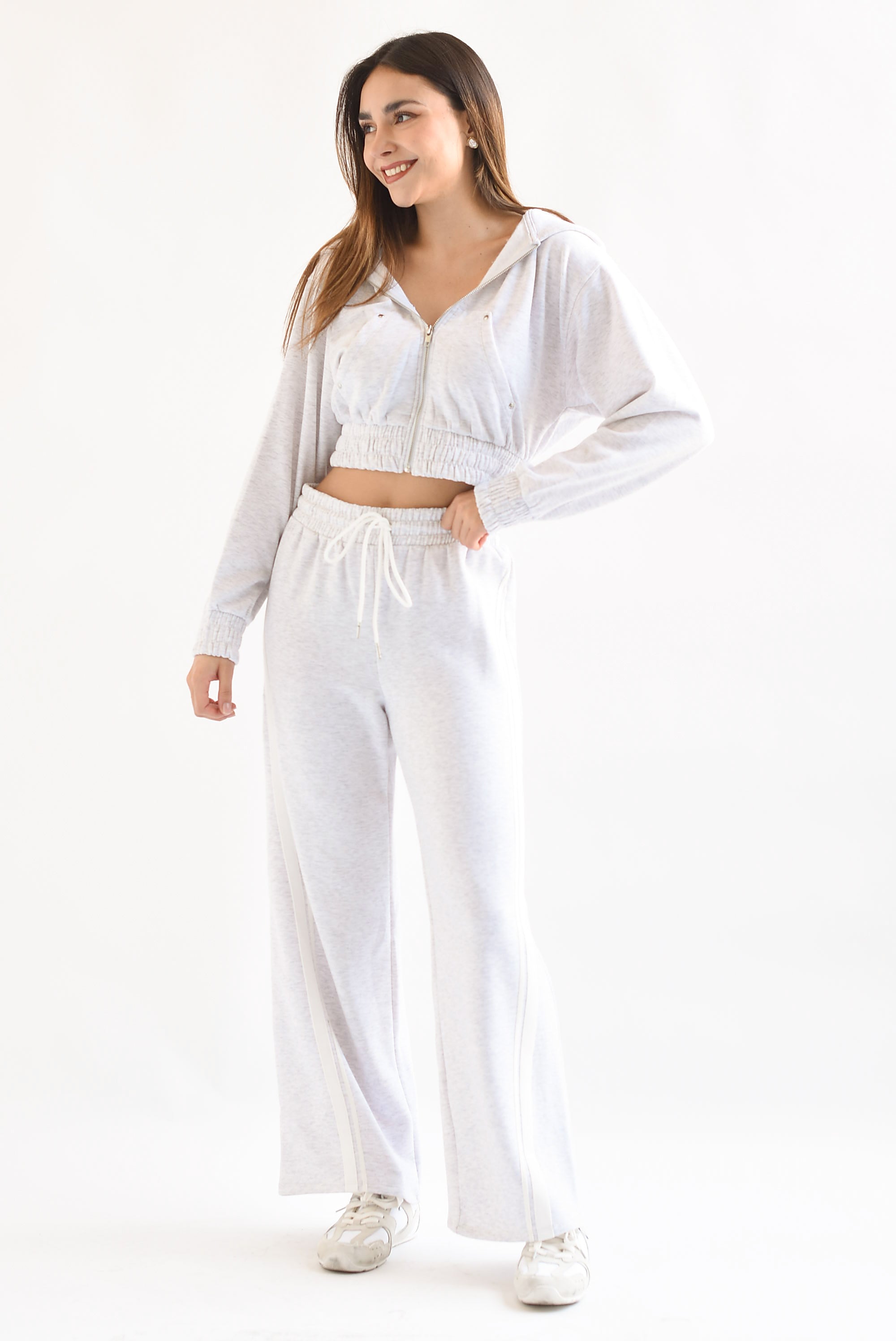 Set Pantalón y Chamarra hoodie Sport Gris claro