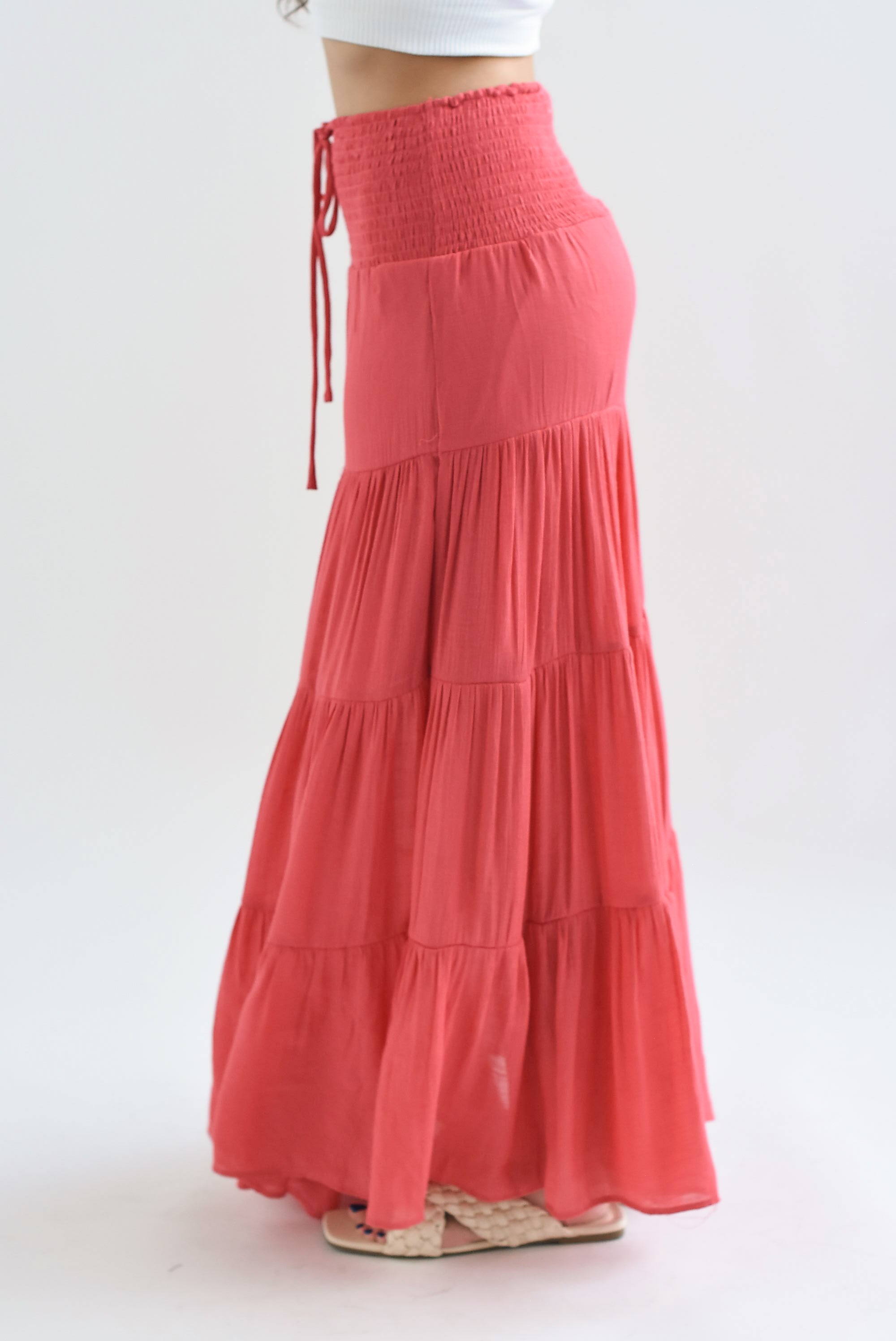 Falda larga boho Coral