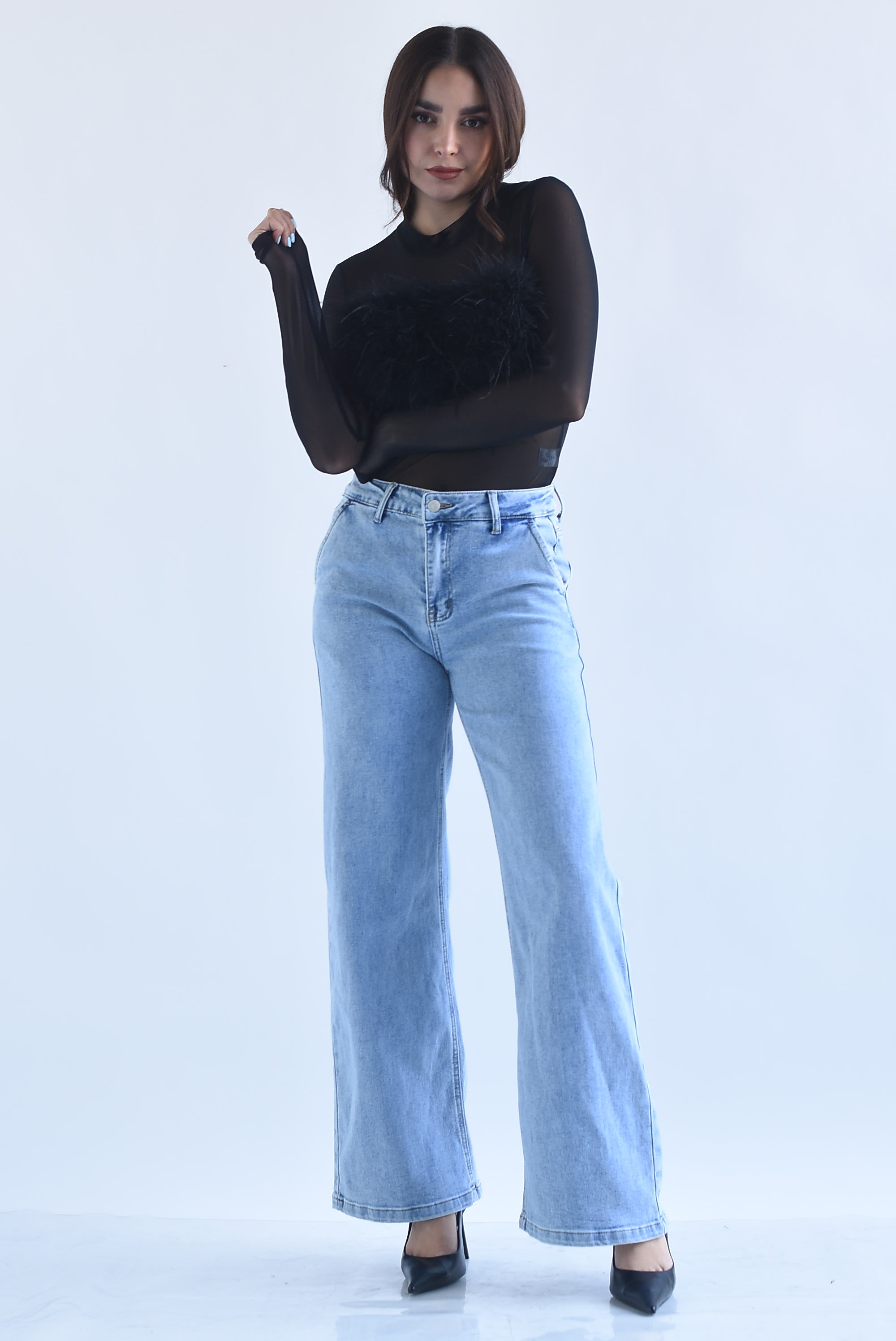 Jeans wide leg stretch