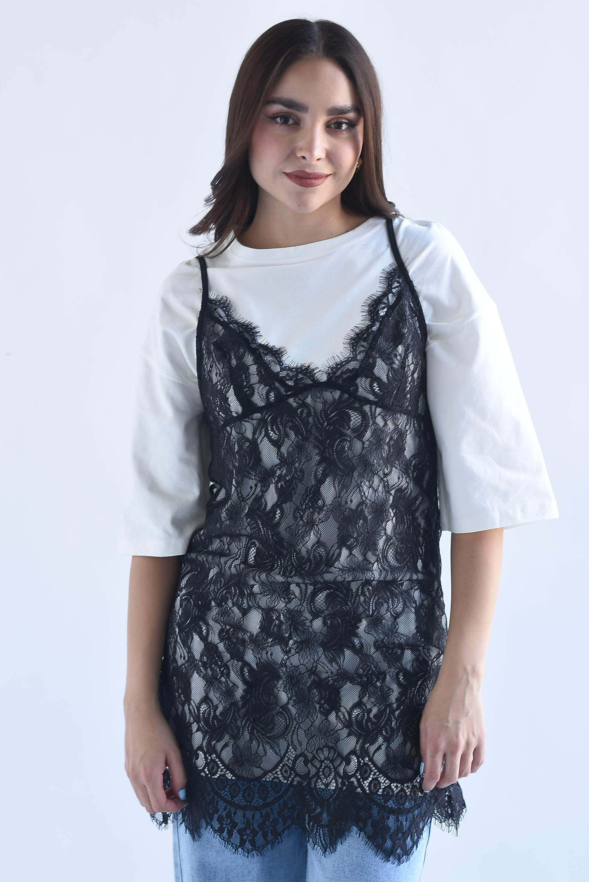 T-Shirt dress vestido encaje