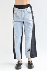 Fashion Styled Pantalón parachute Negro con Denim