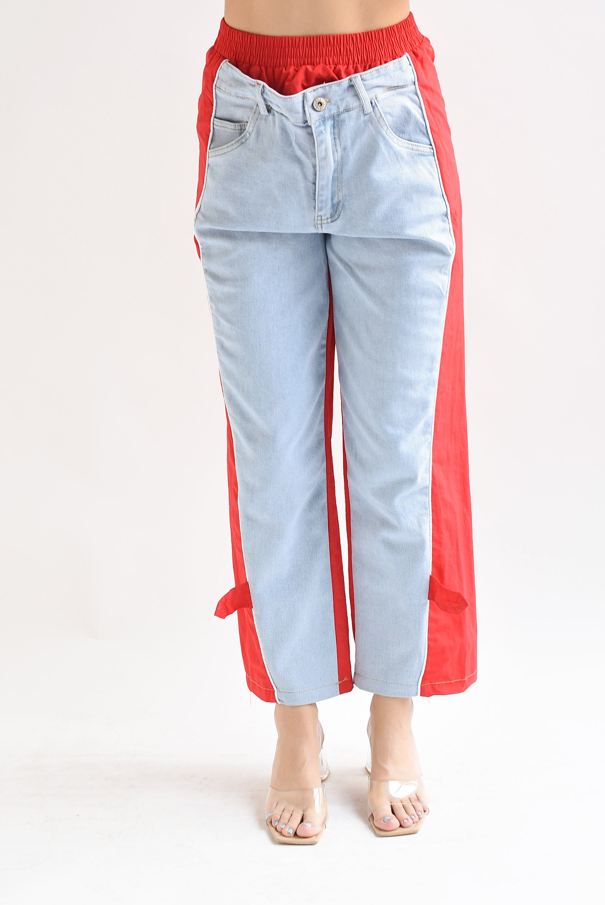 Pantalón parachute Rojo con Denim