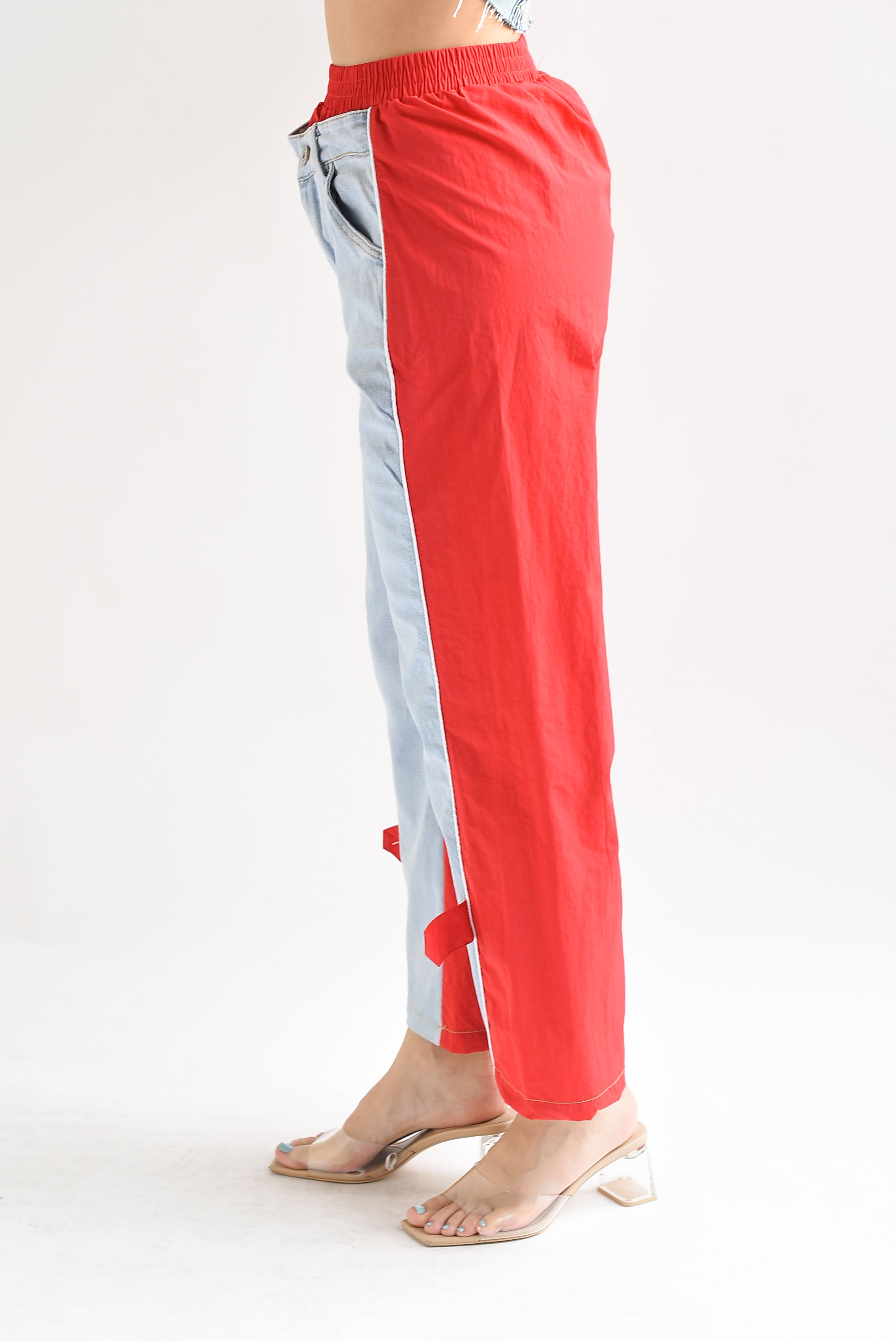 Pantalón parachute Rojo con Denim