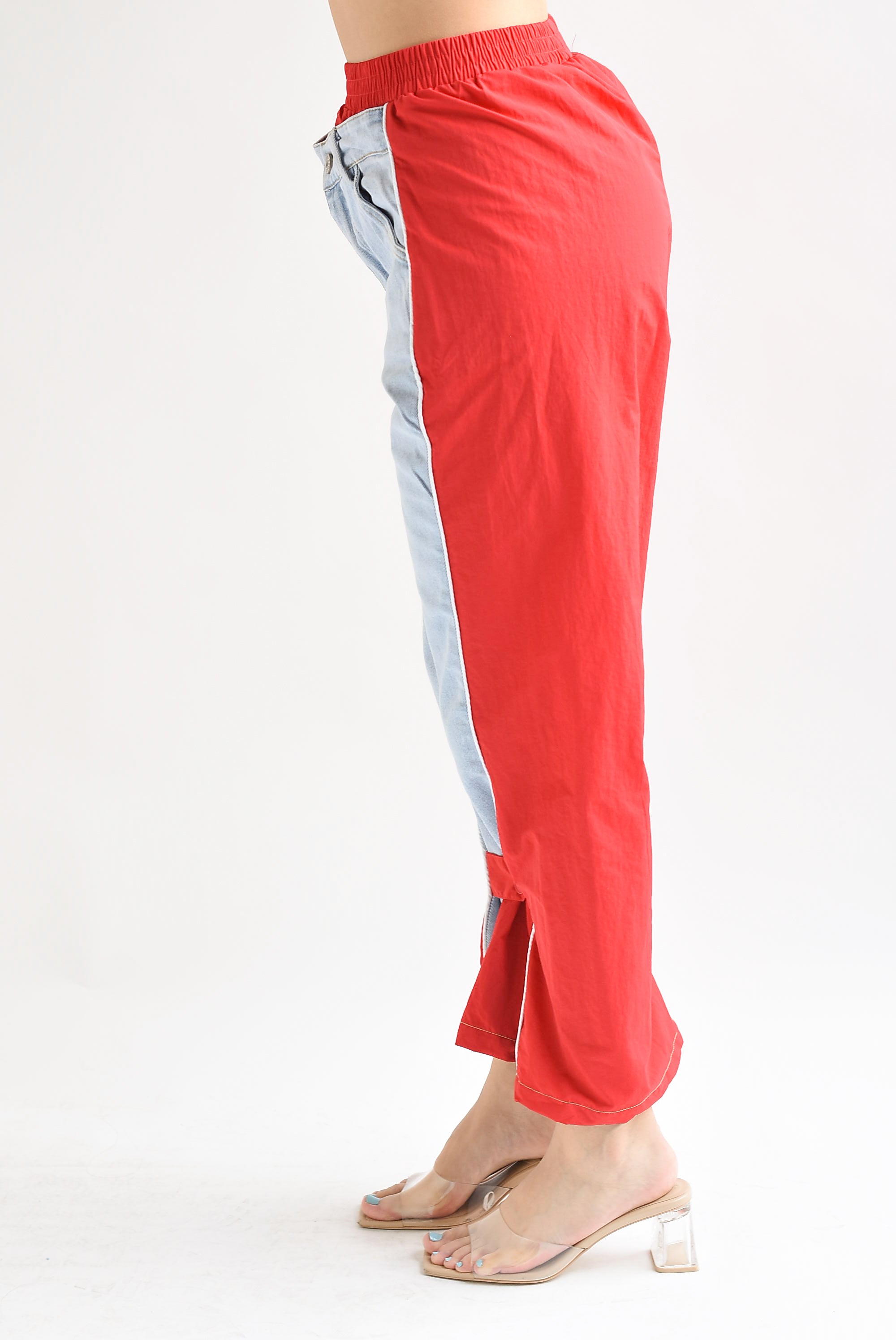 Pantalón parachute Rojo con Denim