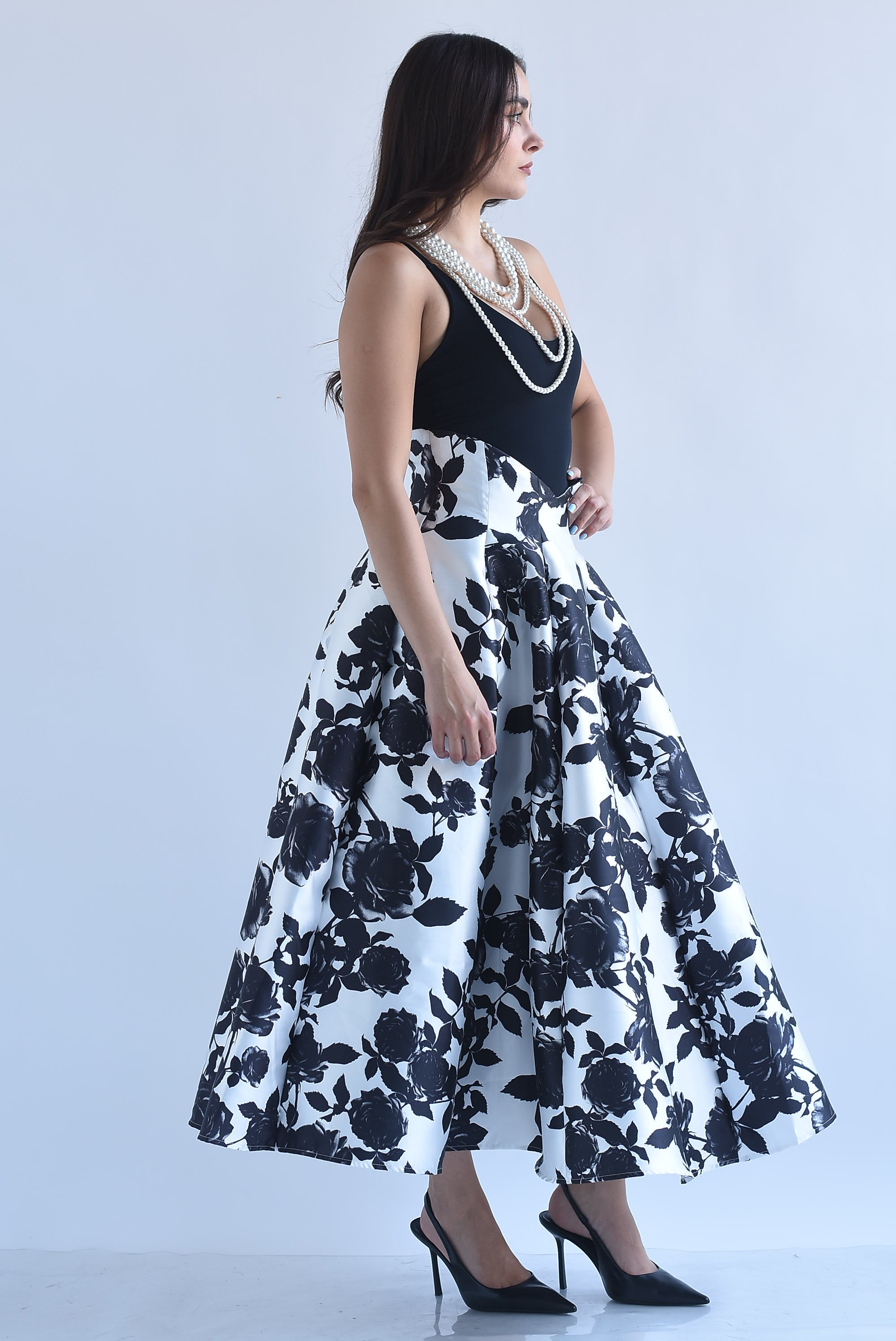 Maxifalda cintura alta flores